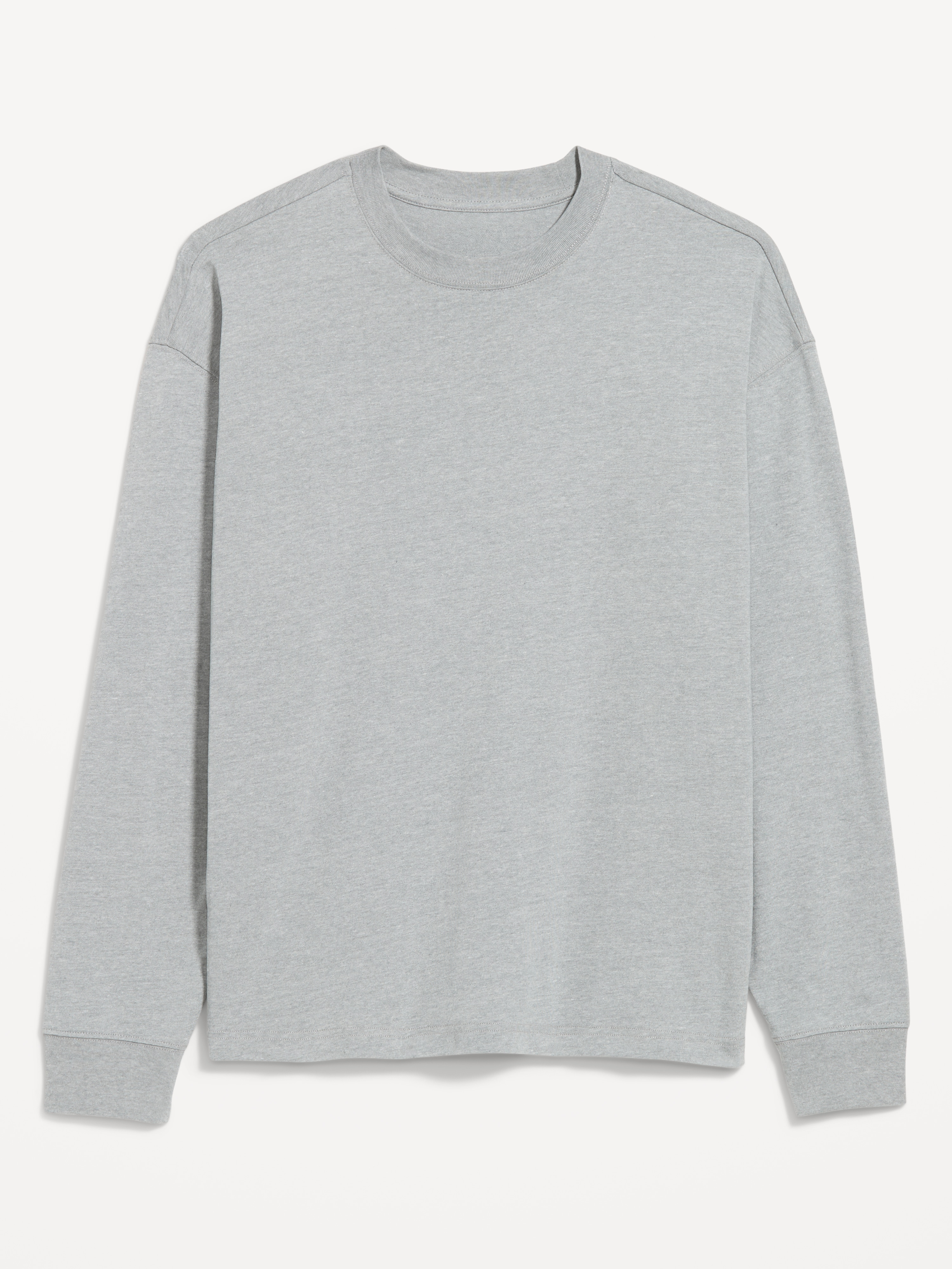 Oversized Long-Sleeve Crew-Neck T-Shirt - Gray - 1
