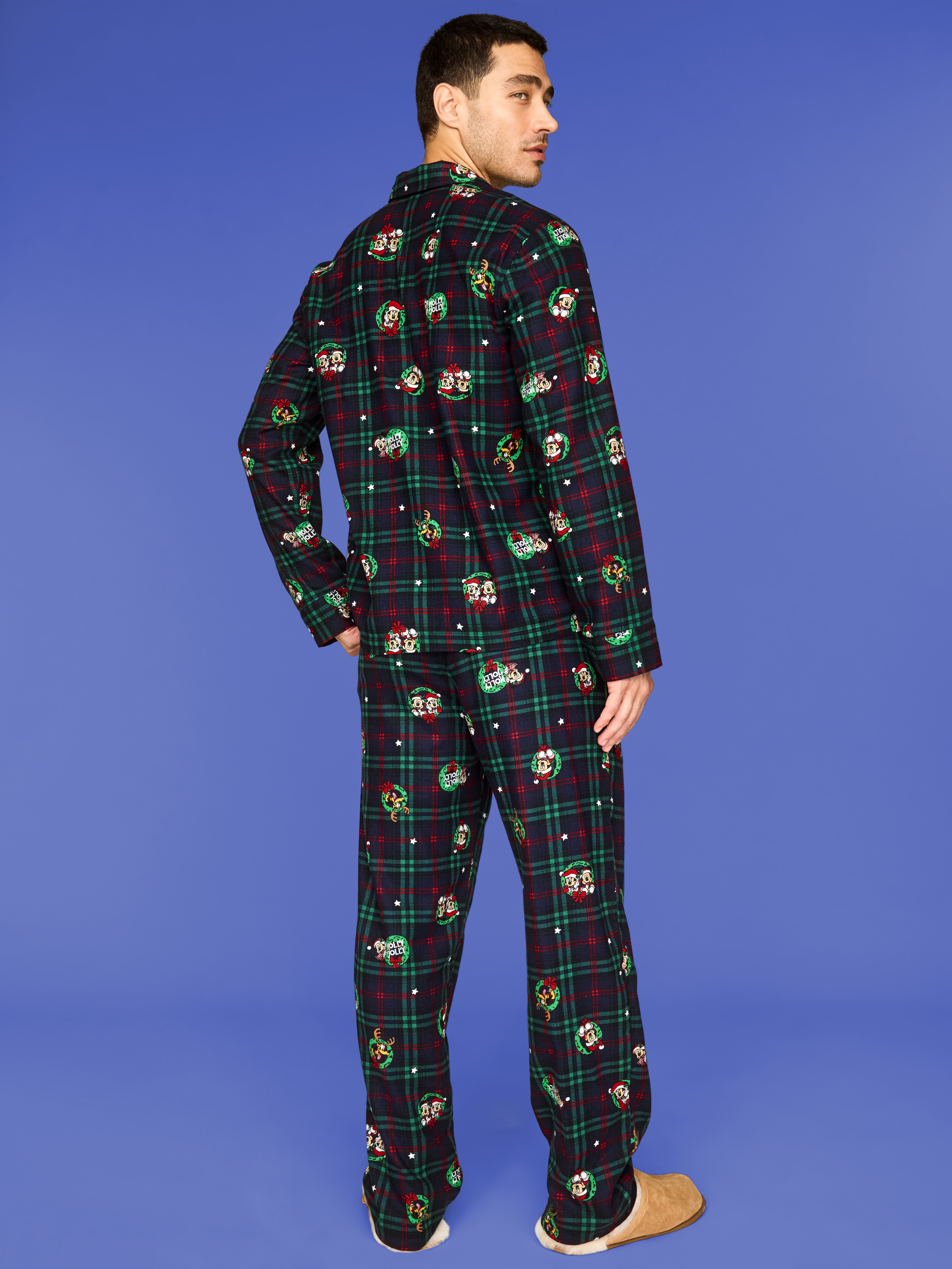 Flannel Pajama Pant Set for Men - Disney Wreath Plaid - 2