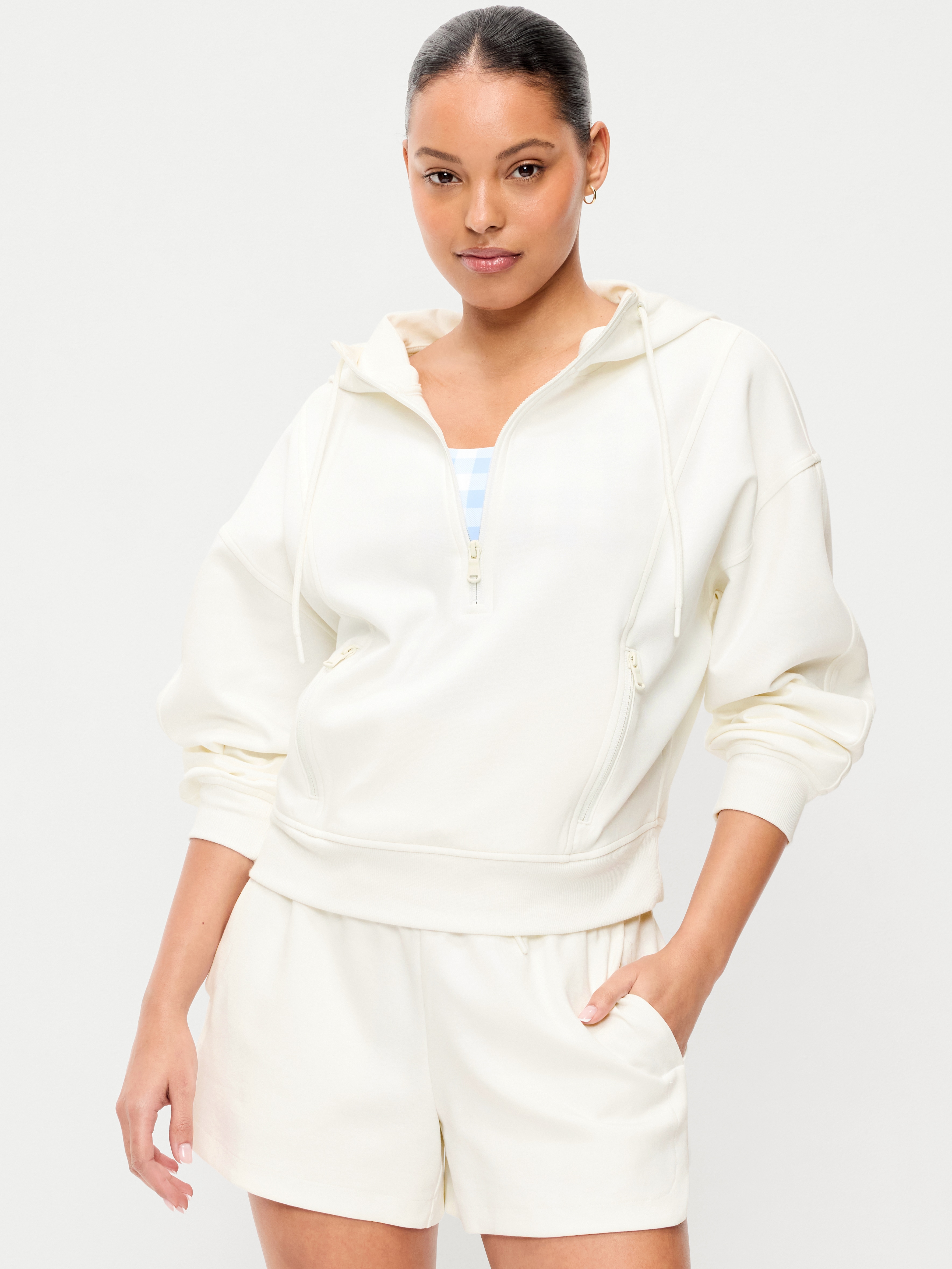Dynamic Fleece Half-Zip Hoodie Sweatshirt - Magnolia - 8