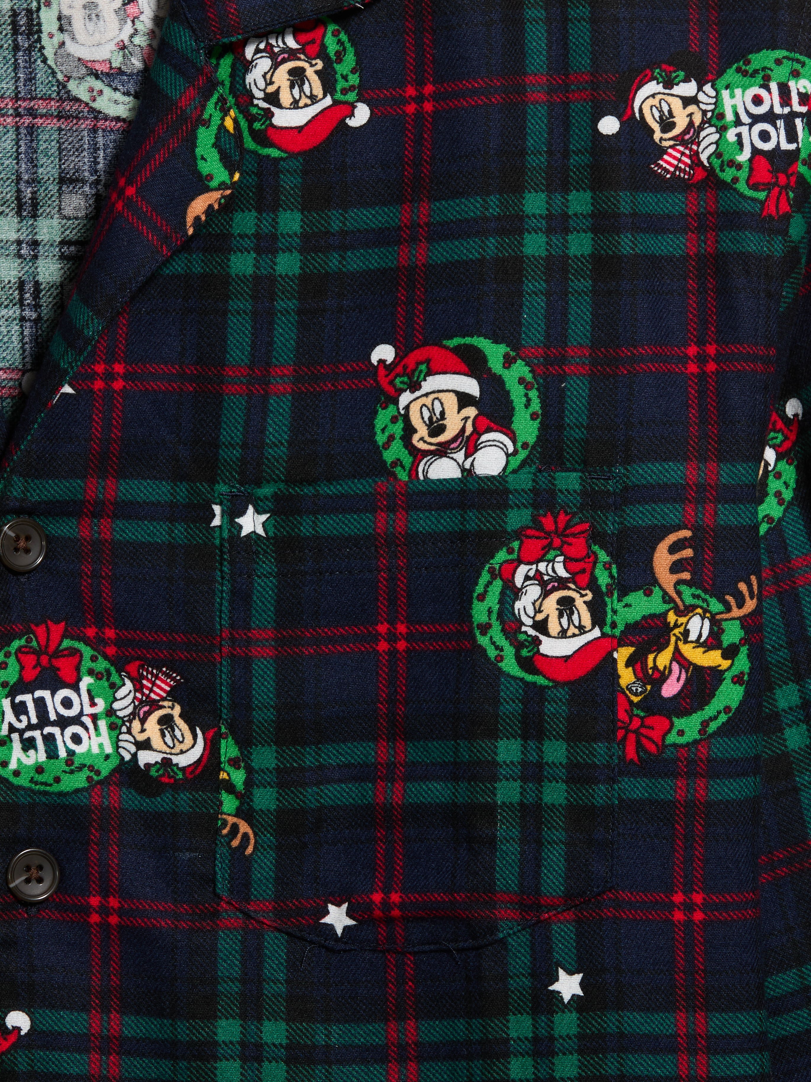 Flannel Pajama Pant Set for Men - Disney Wreath Plaid - 4