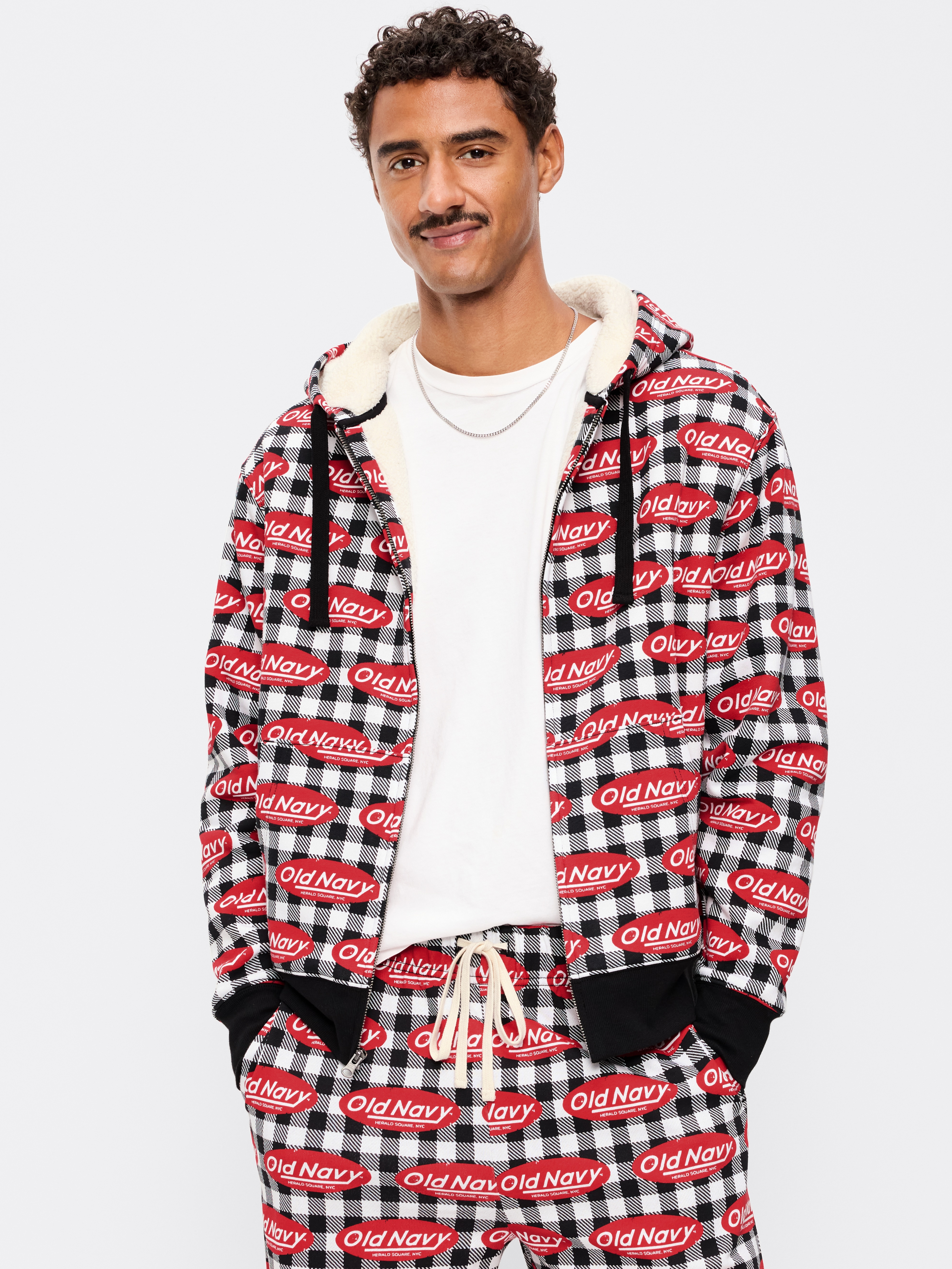 Sherpa-Lined Logo Graphic Full-Zip Hoodie - Calla Lilies - 1