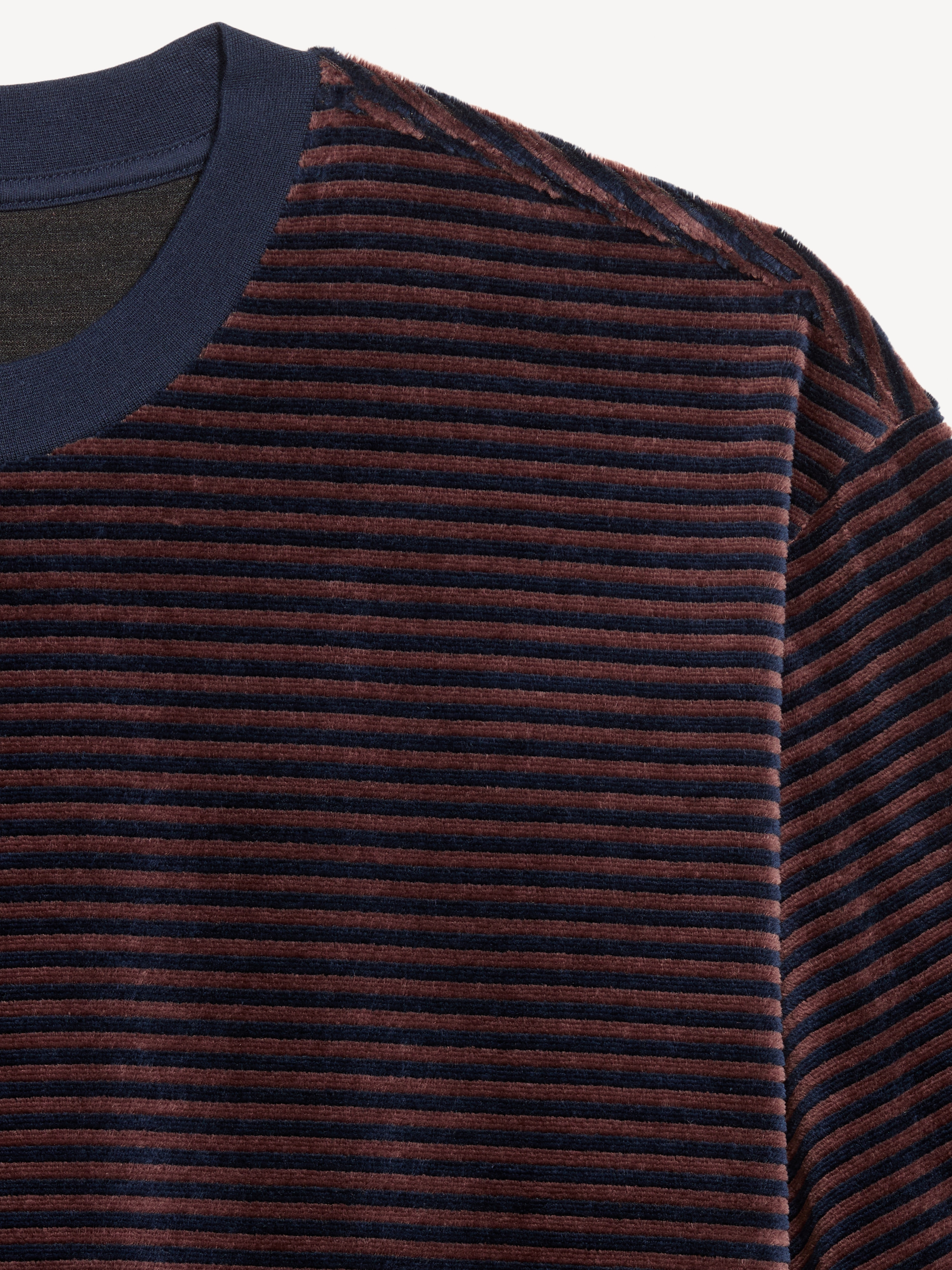 Loose Crew-Neck Velour T-Shirt - In the Navy - 3