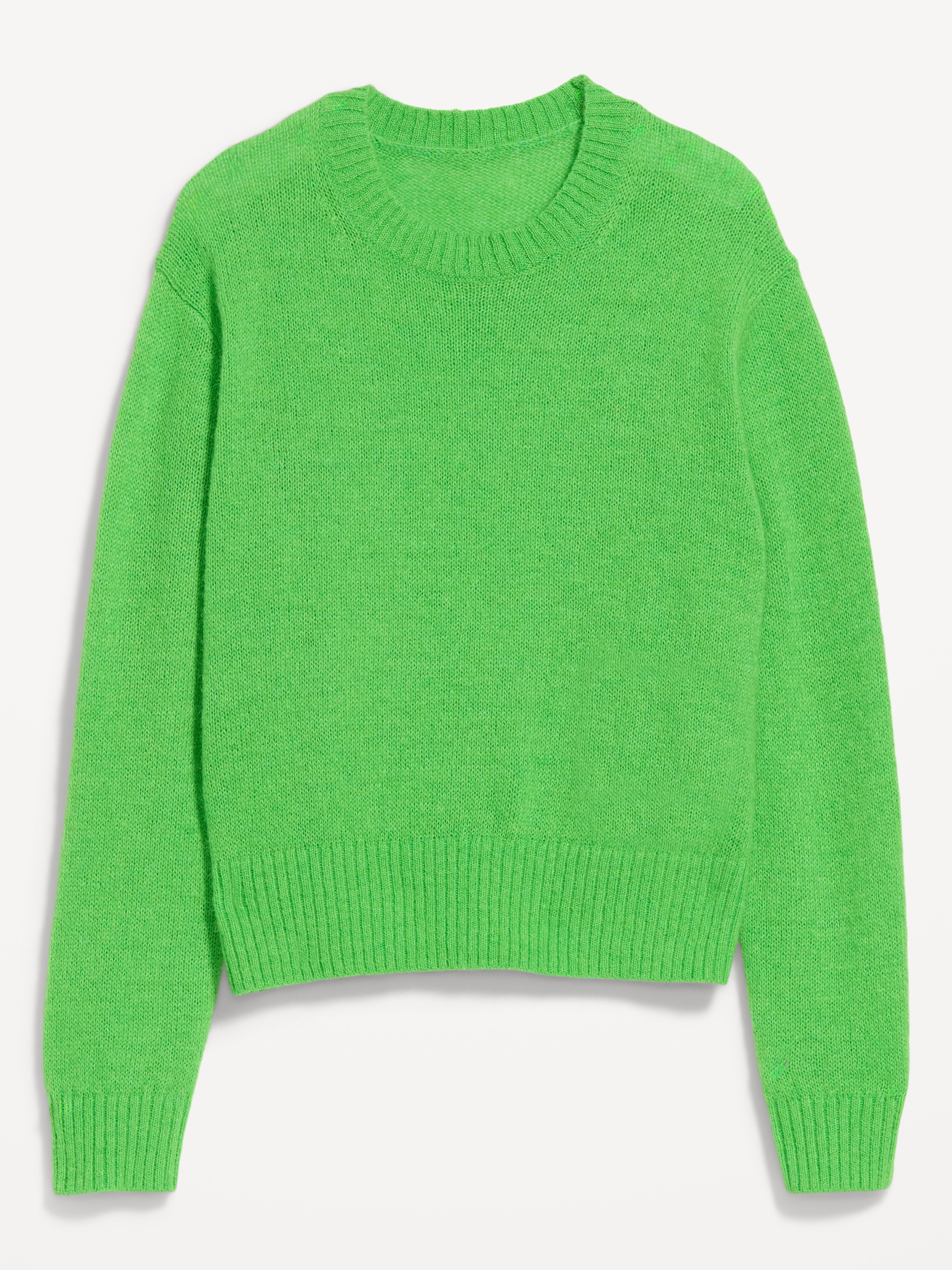 Shrunken Cozy Wool-Blend Crew-Neck Sweater - LUSH IVY - 1