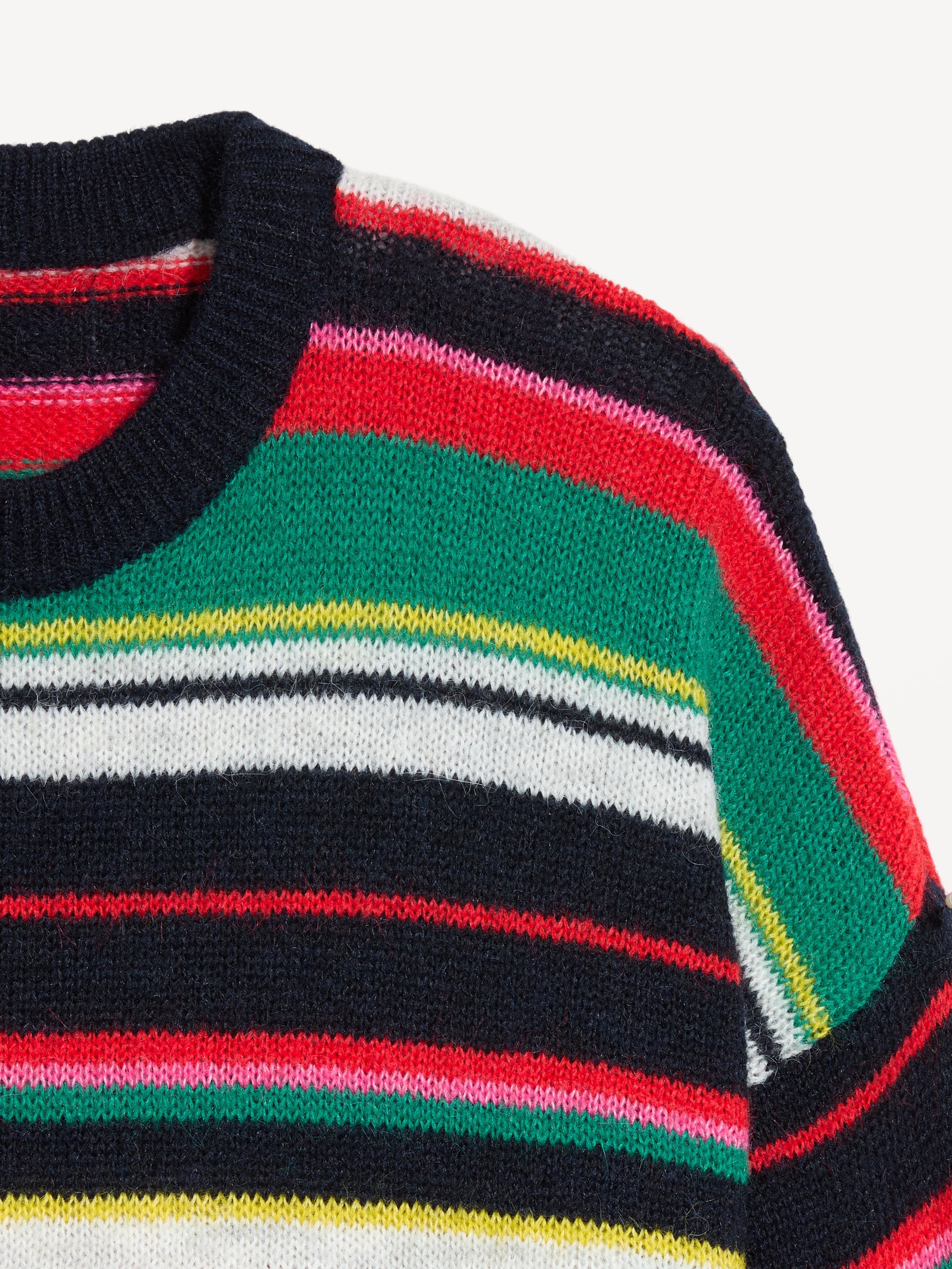 Loose Cozy Wool-Blend Crew-Neck Sweater - Multi Stripe - 5
