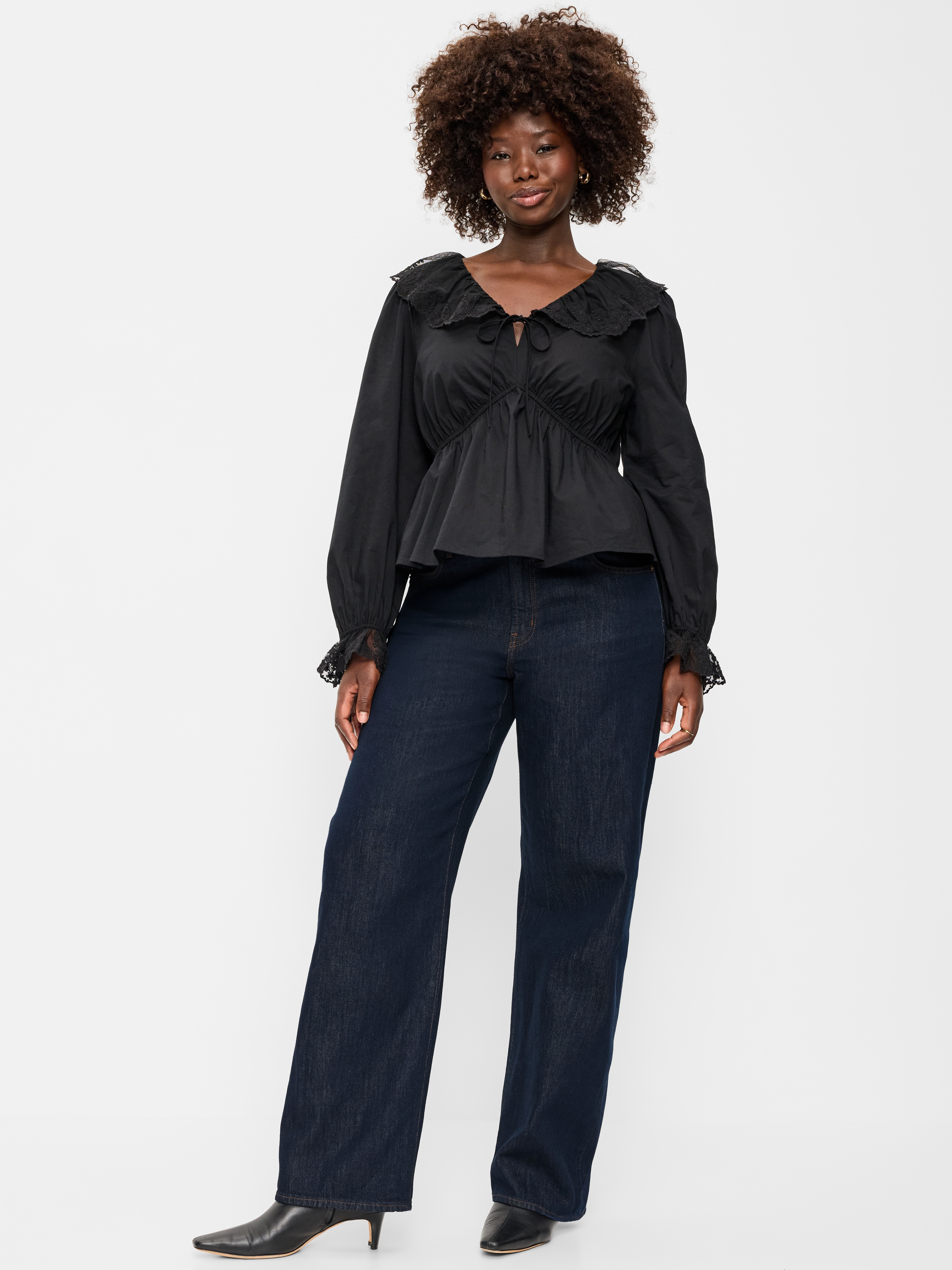 Low-Rise Loose Jeans - Dark Wash - 5
