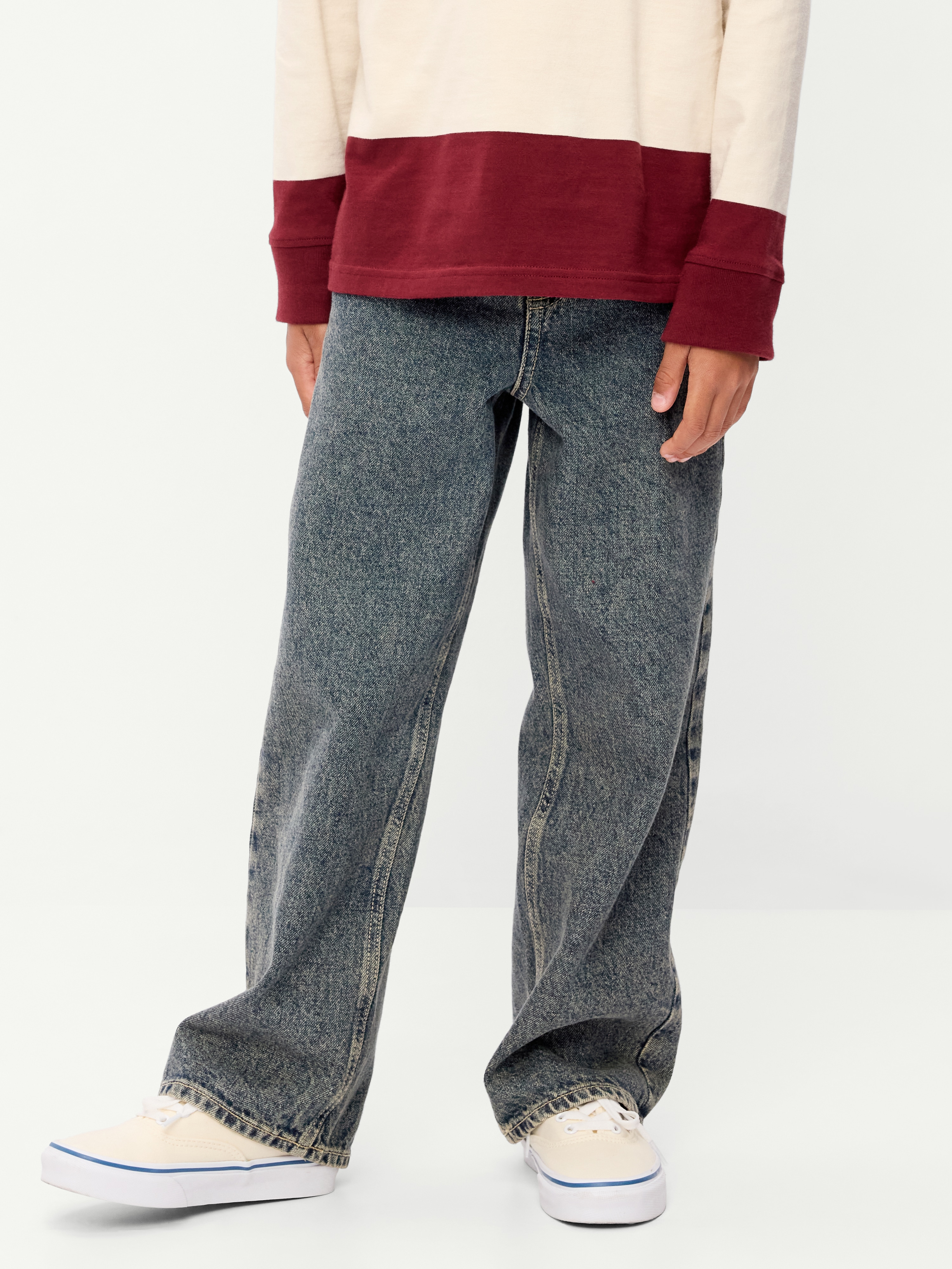 Baggy Non-Stretch Jeans for Boys - Medium Wash - 1