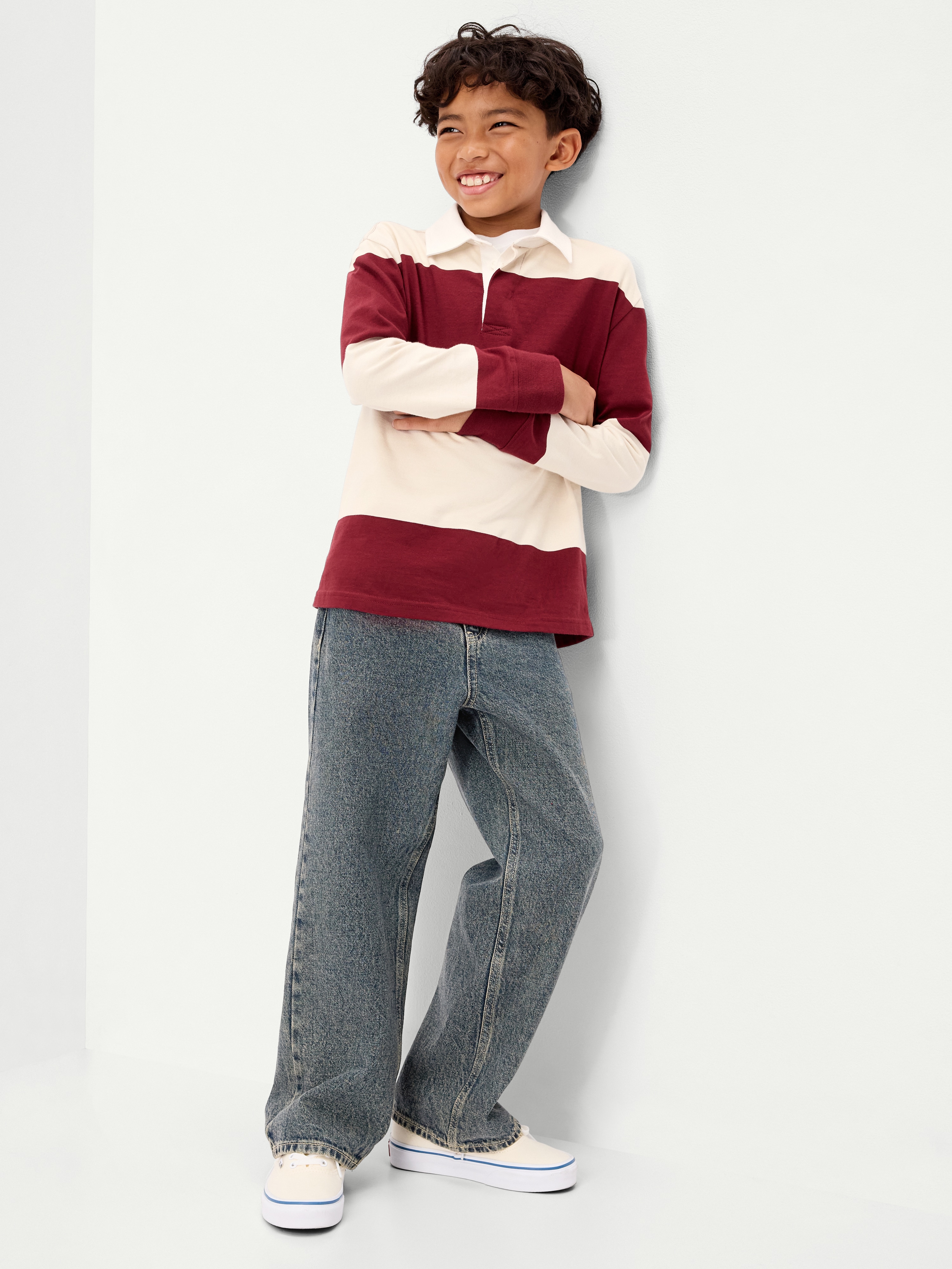 Baggy Non-Stretch Jeans for Boys - Medium Wash - 3