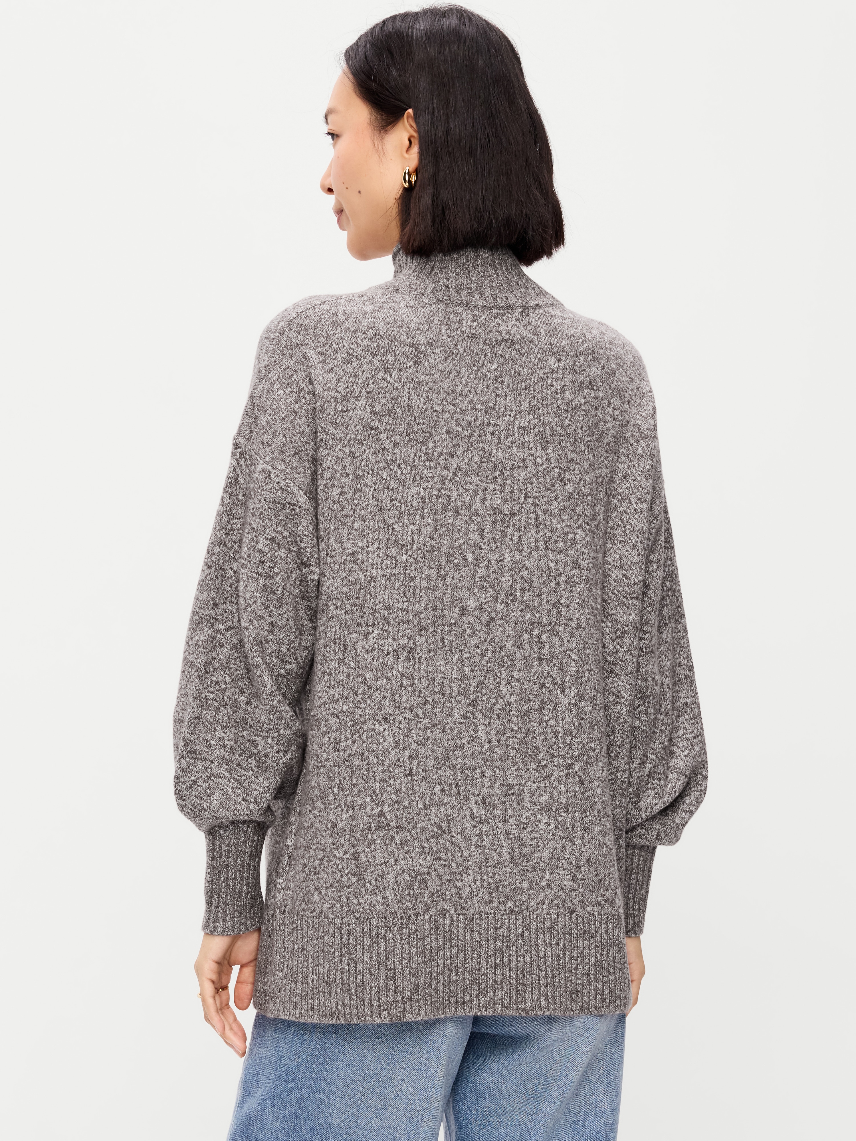 SoSoft Turtleneck Tunic Sweater - Black Coffee Marl - 2