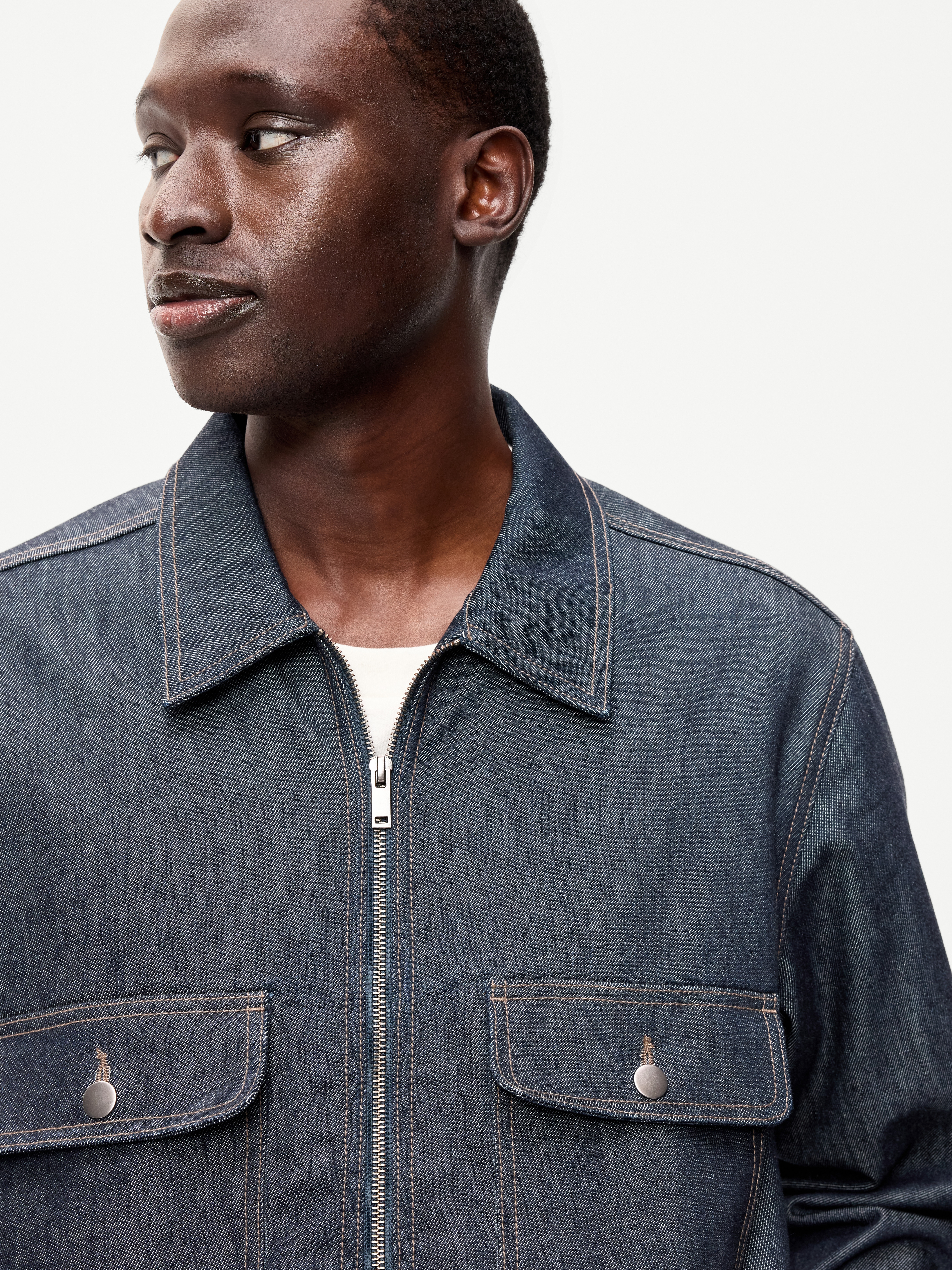 Raw Denim Utility Jacket - Rinse - 4