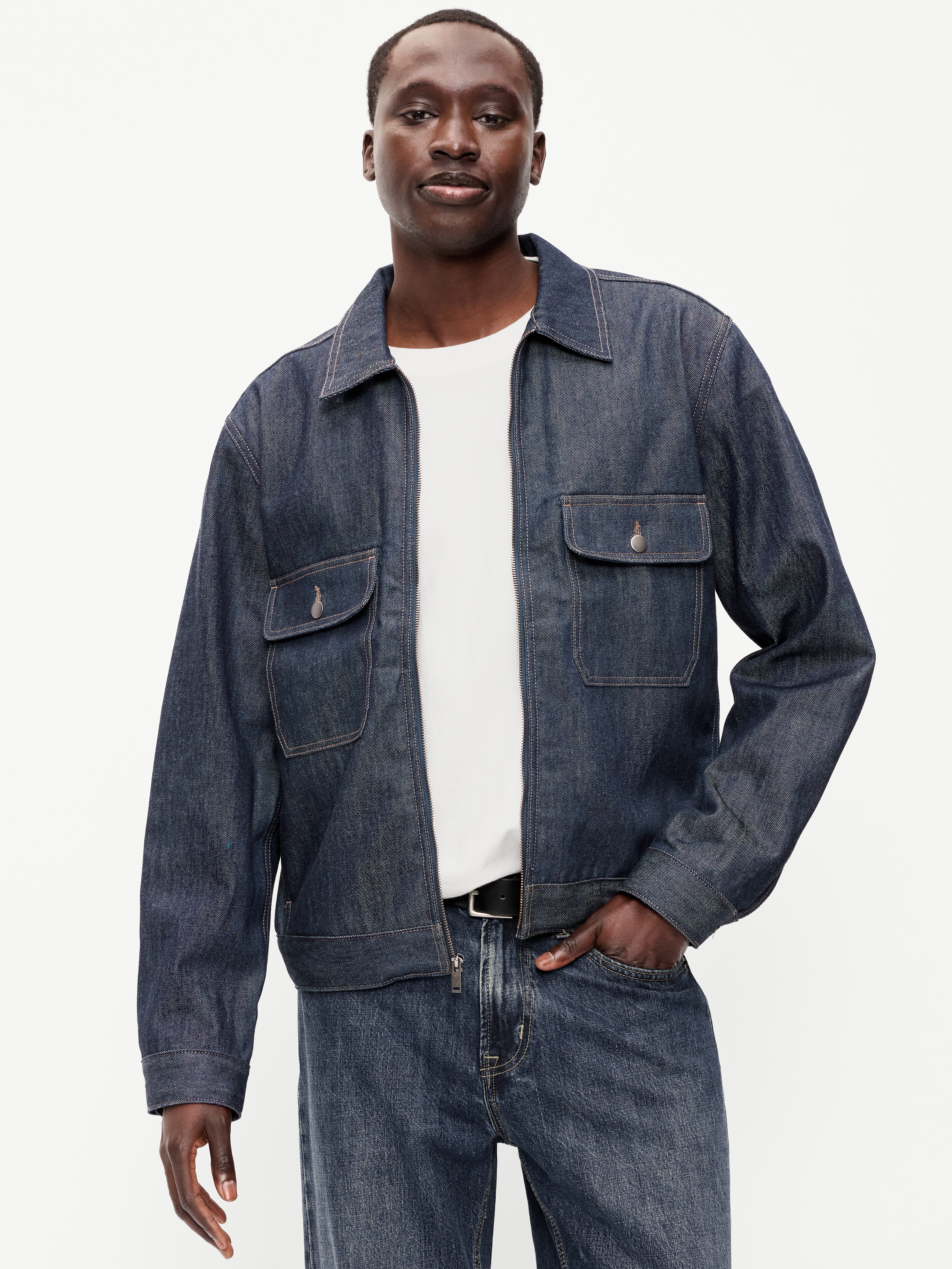 Raw Denim Utility Jacket - Rinse - 3