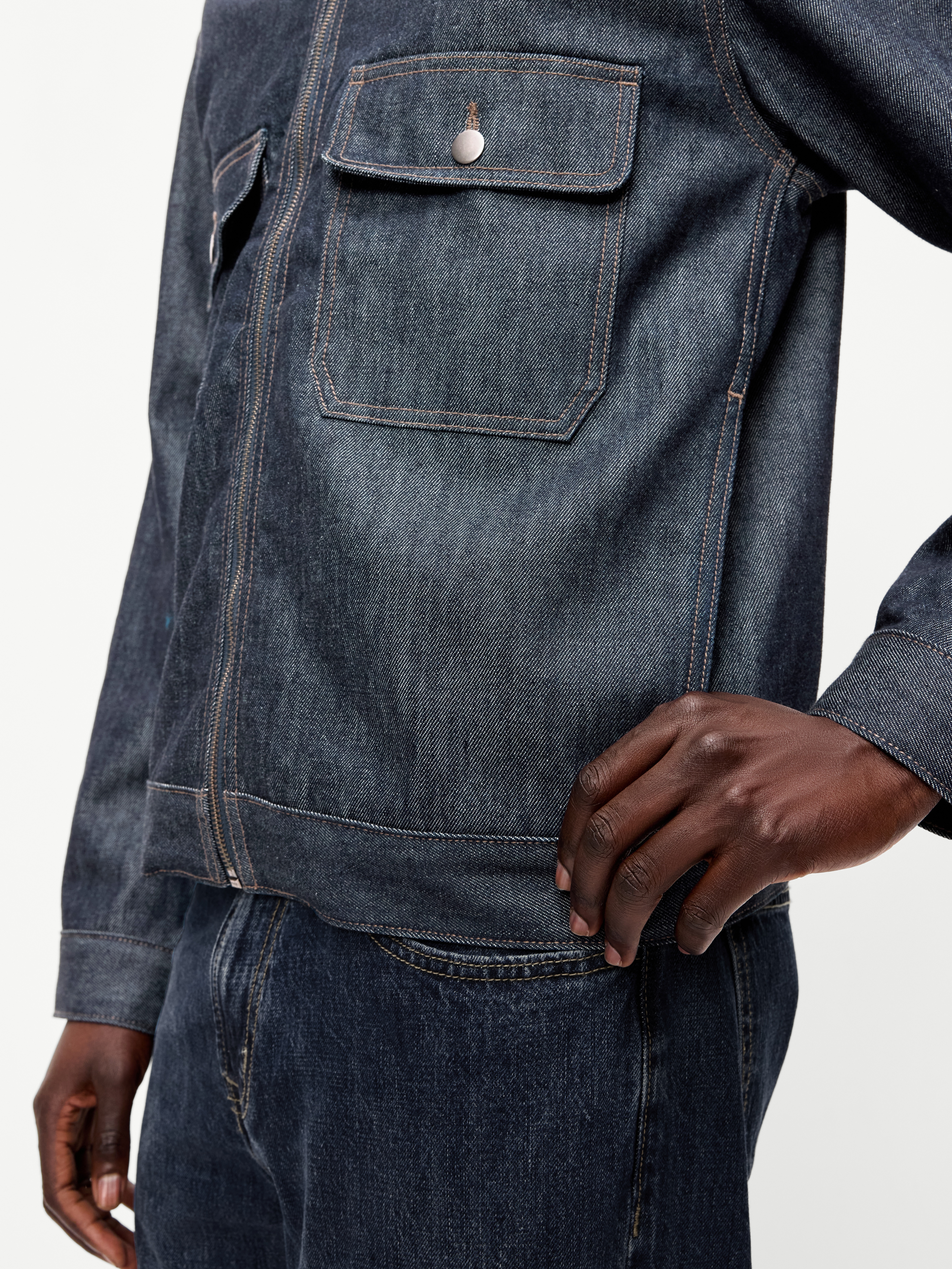 Raw Denim Utility Jacket - Rinse - 6