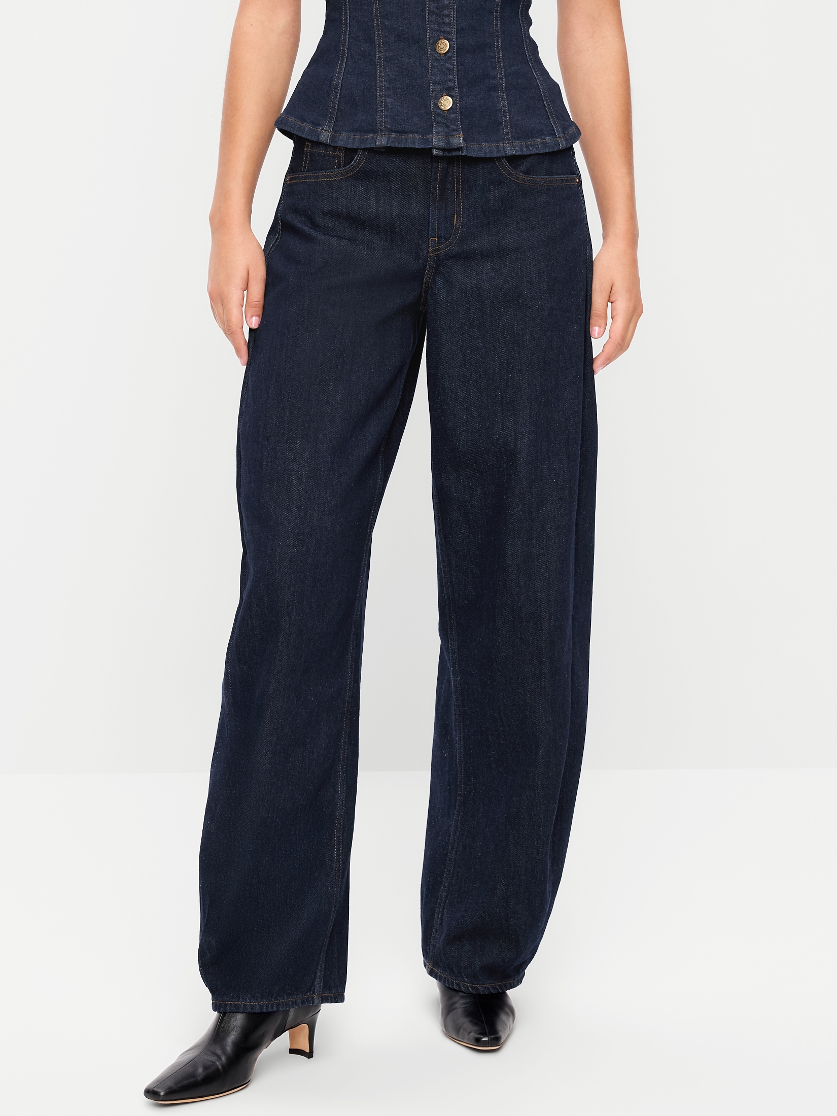 Mid-Rise Arc Barrel Jeans - Dark Wash - 2