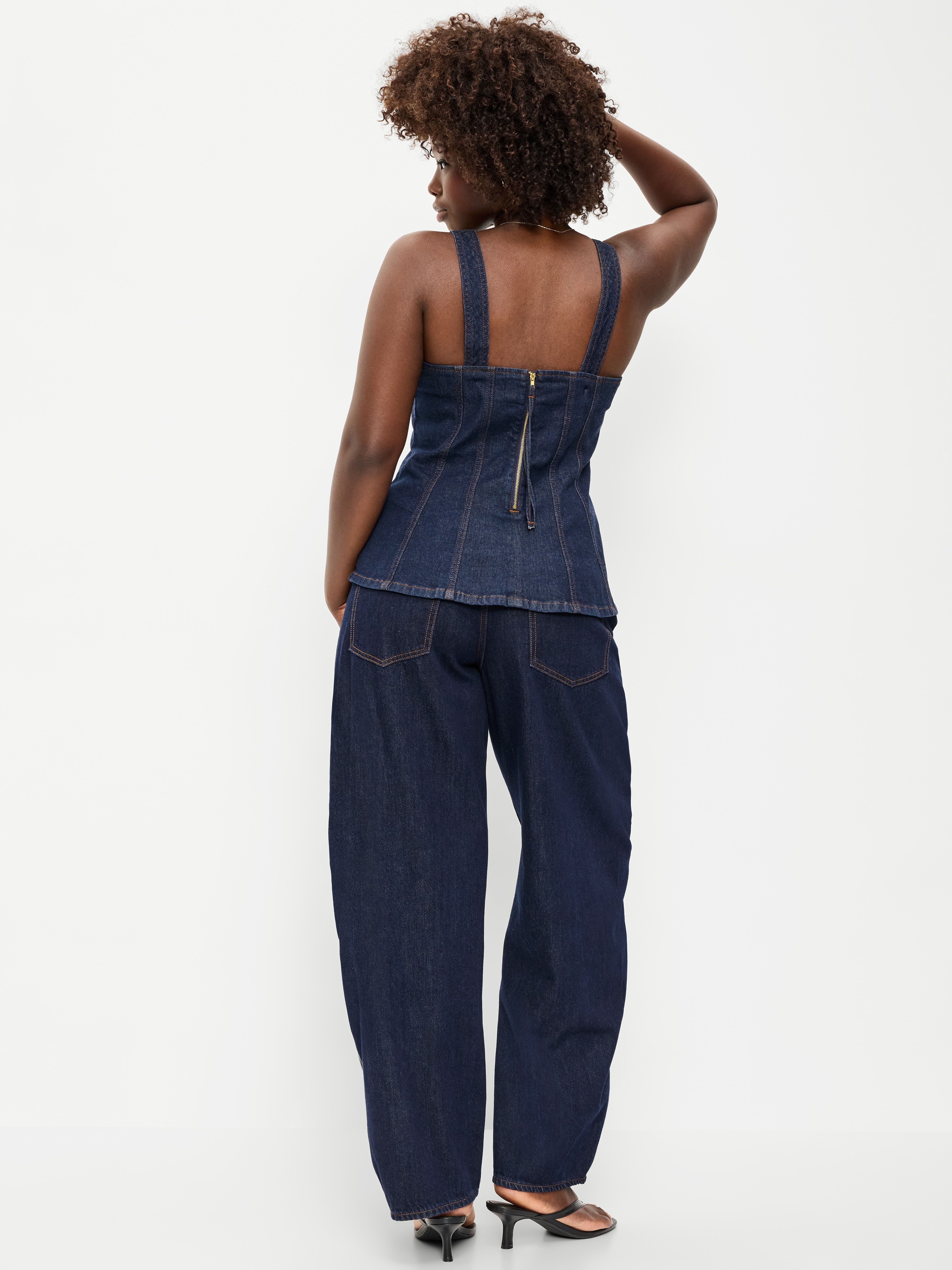 Mid-Rise Arc Barrel Jeans - Dark Wash - 6