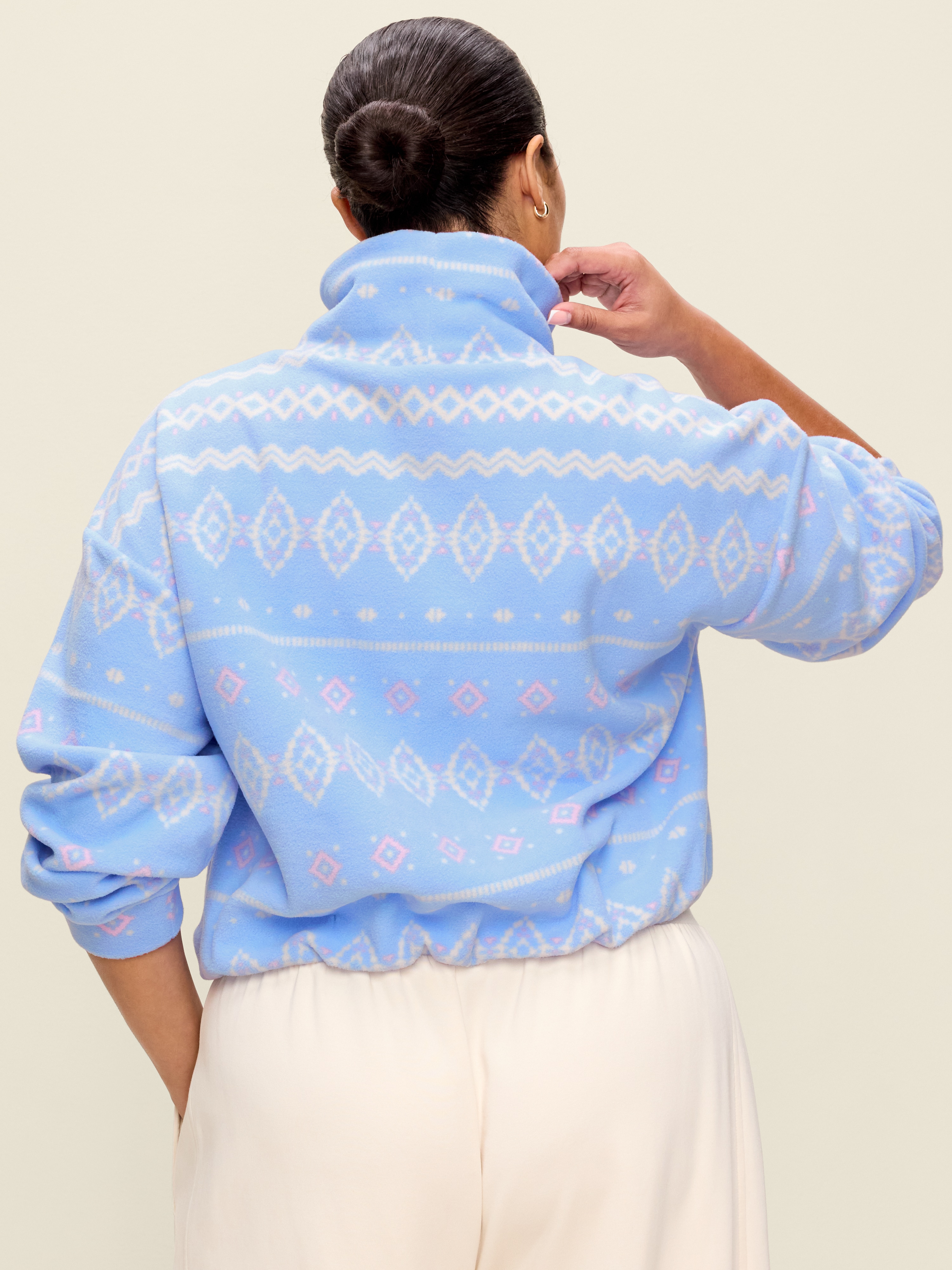 Performance Fleece Funnel Neck Pullover - Blue Fair Isle - 7
