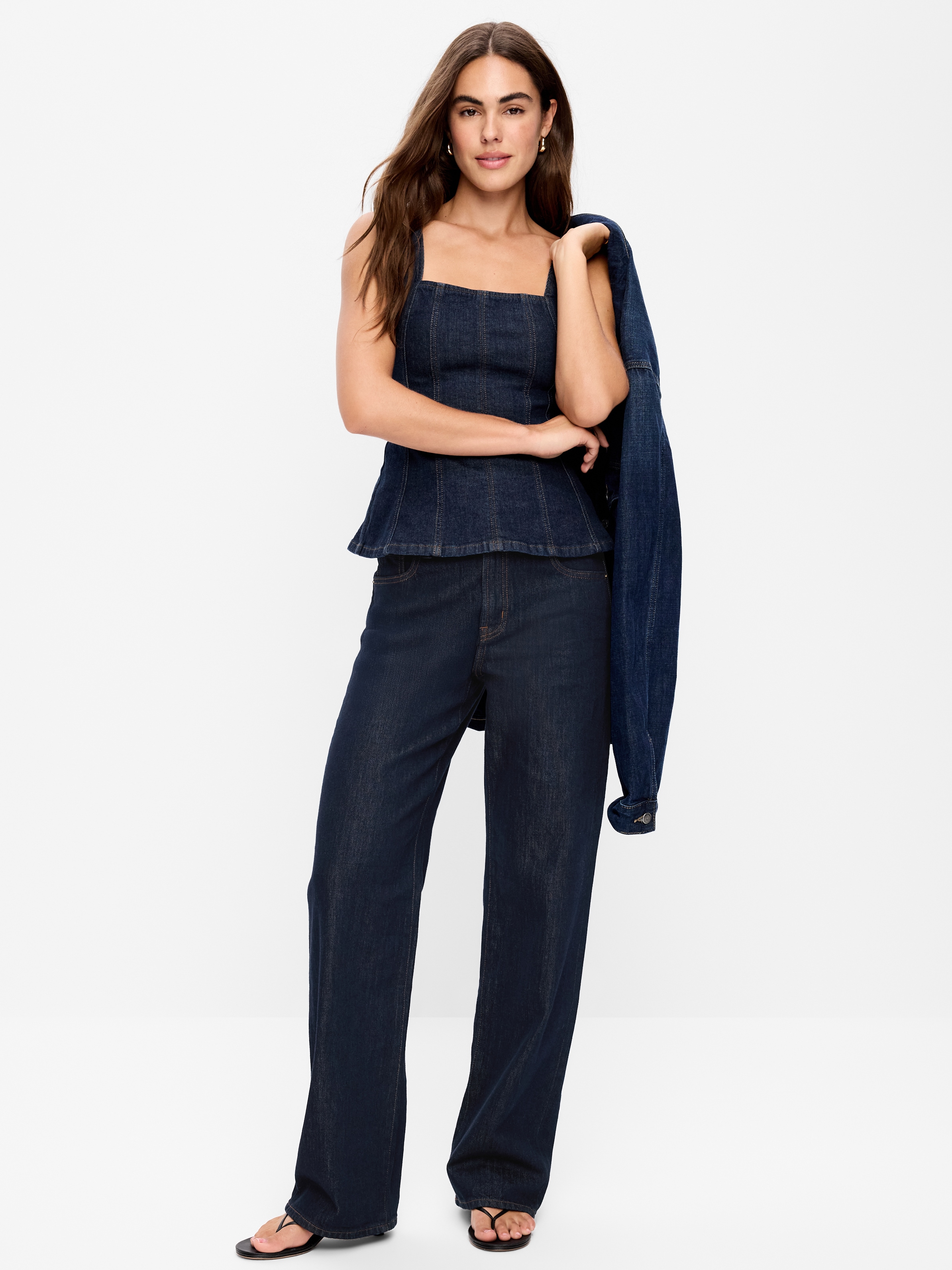 Low-Rise Loose Jeans - Dark Wash - 1