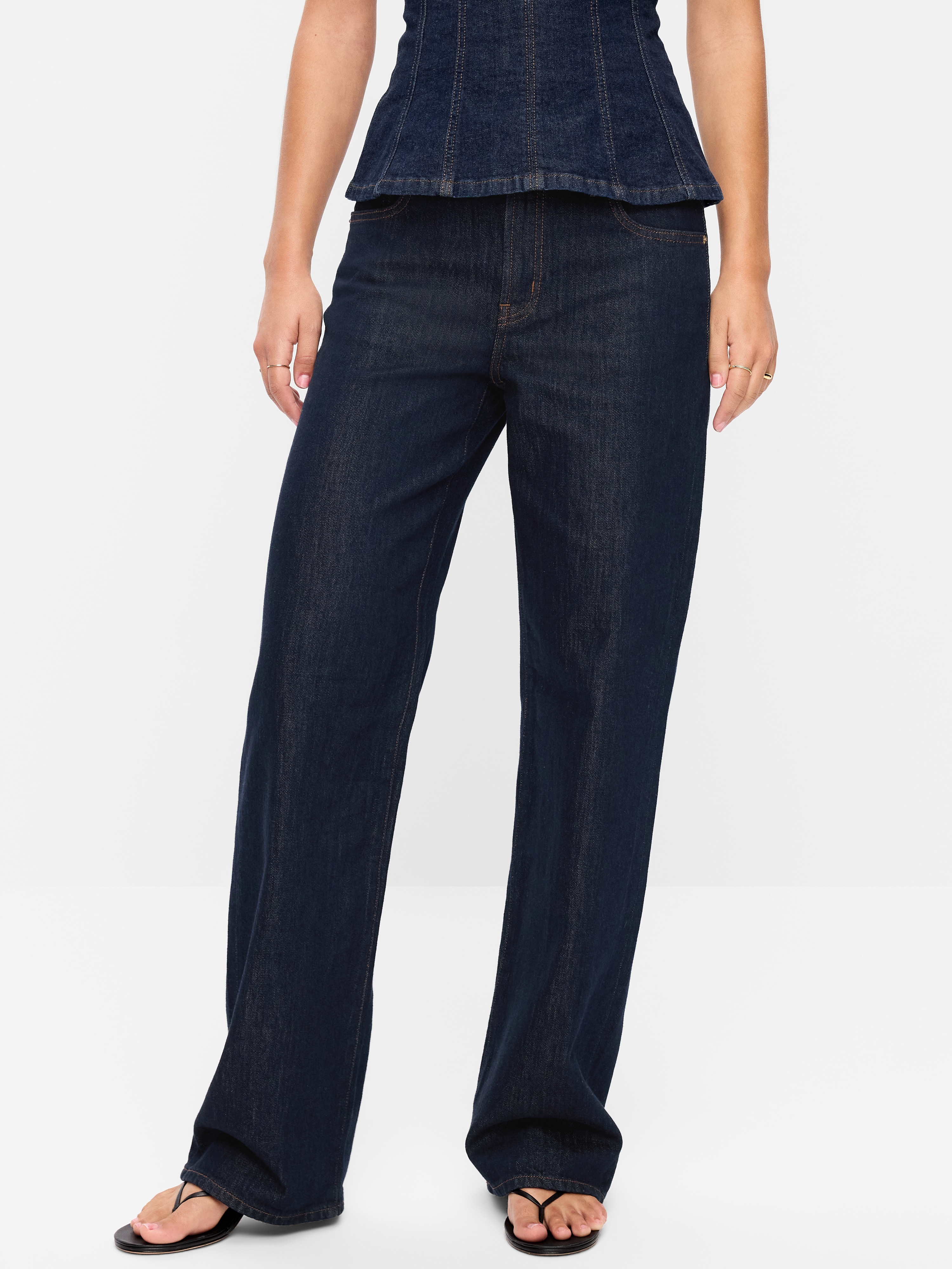 Low-Rise Loose Jeans - Dark Wash - 2