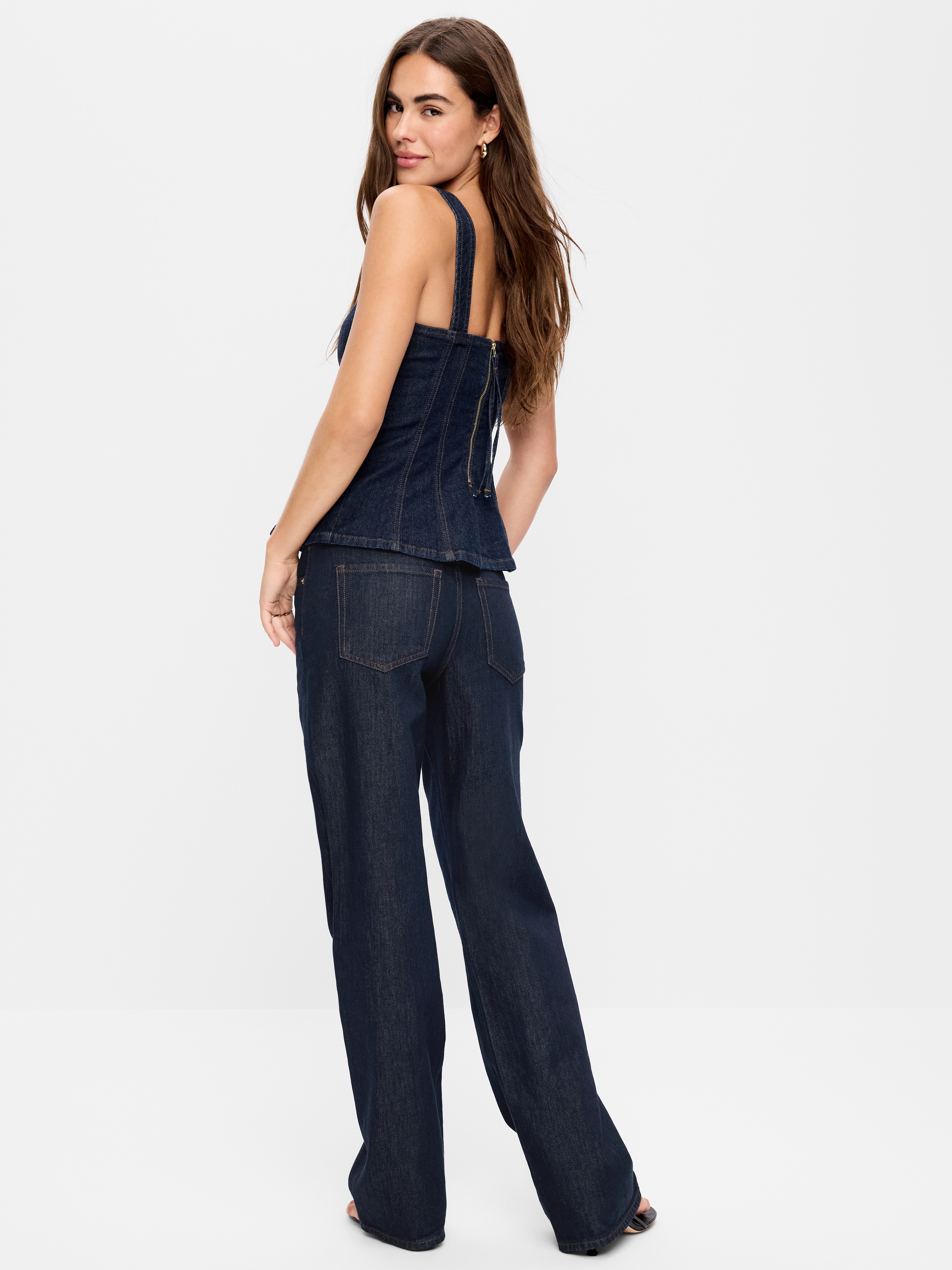 Low-Rise Loose Jeans - Dark Wash - 3