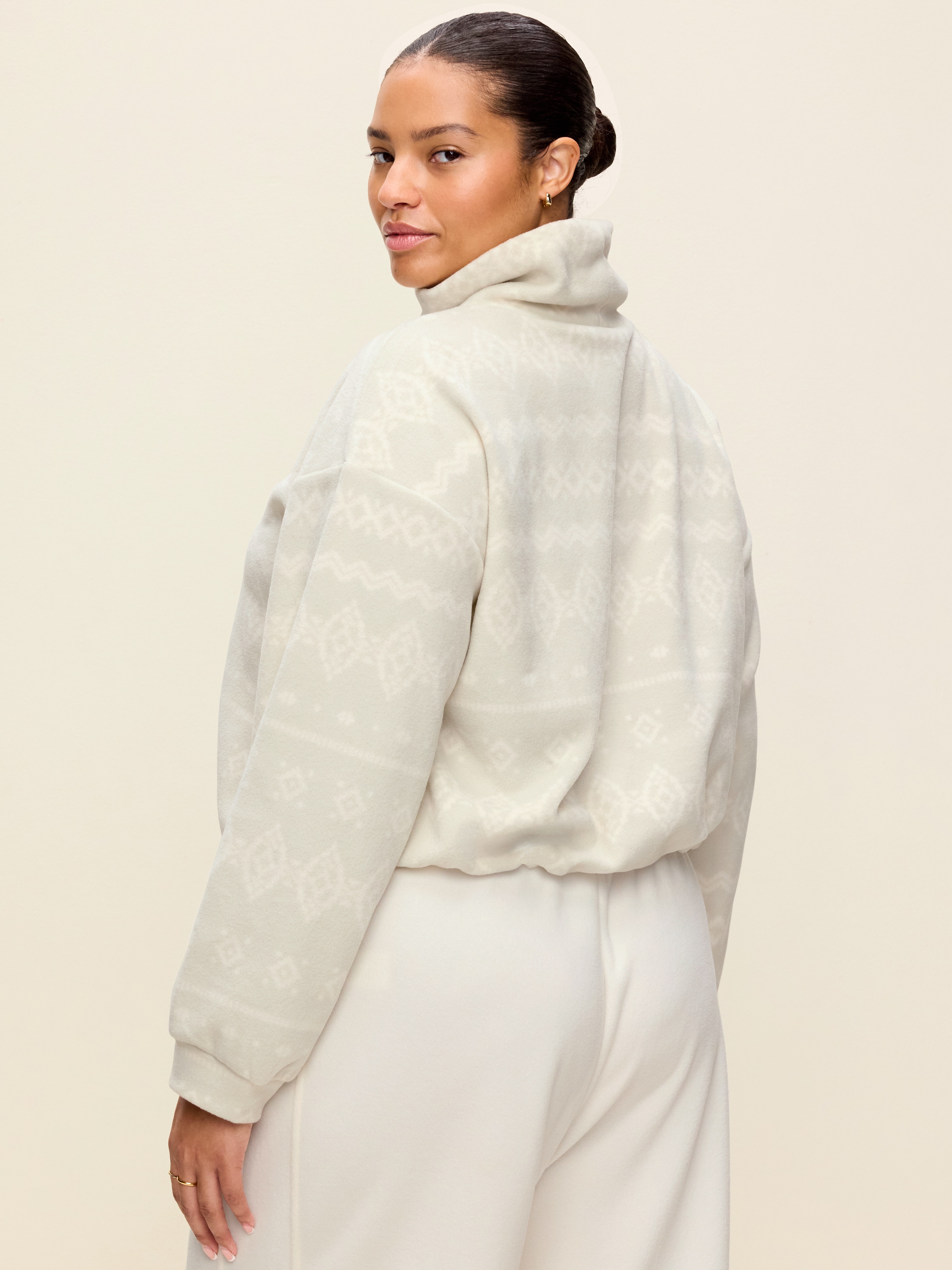Performance Fleece Funnel Neck Pullover - Brown Fair Isle - 9
