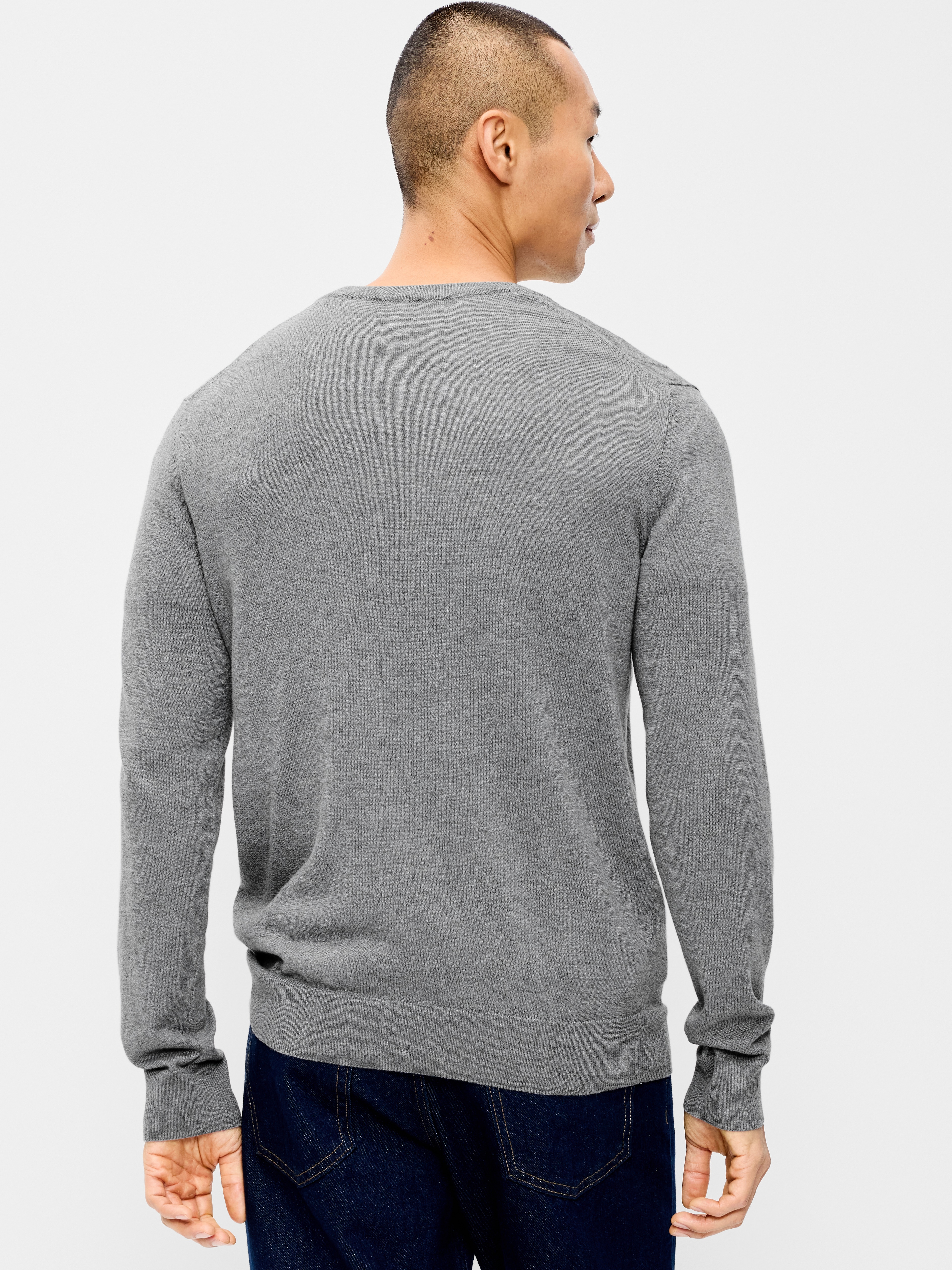 V-Neck Sweater - Medium Gray Heather - 2