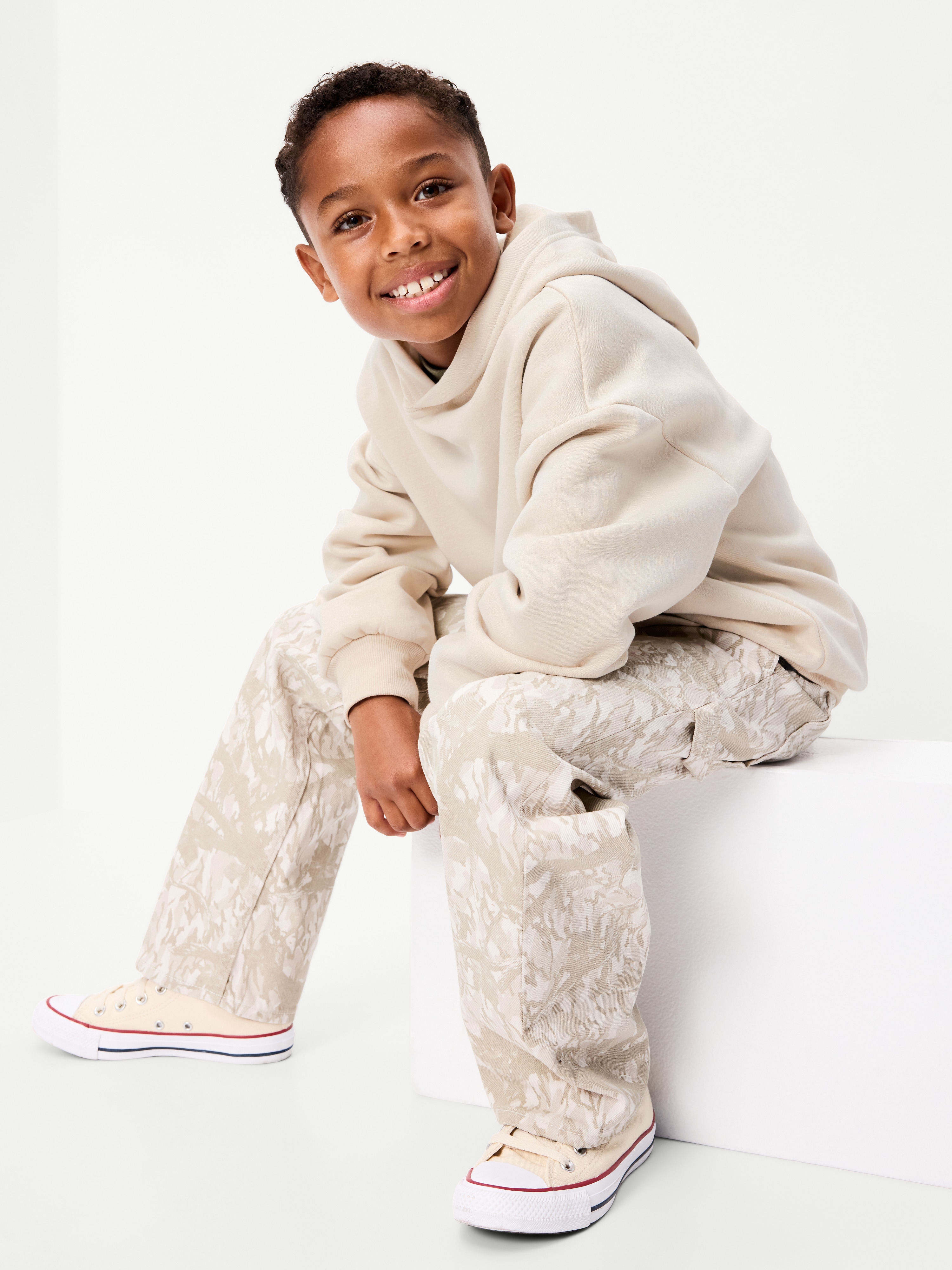 Baggy Non-Stretch Jeans for Boys - Khaki Camouflage - 3
