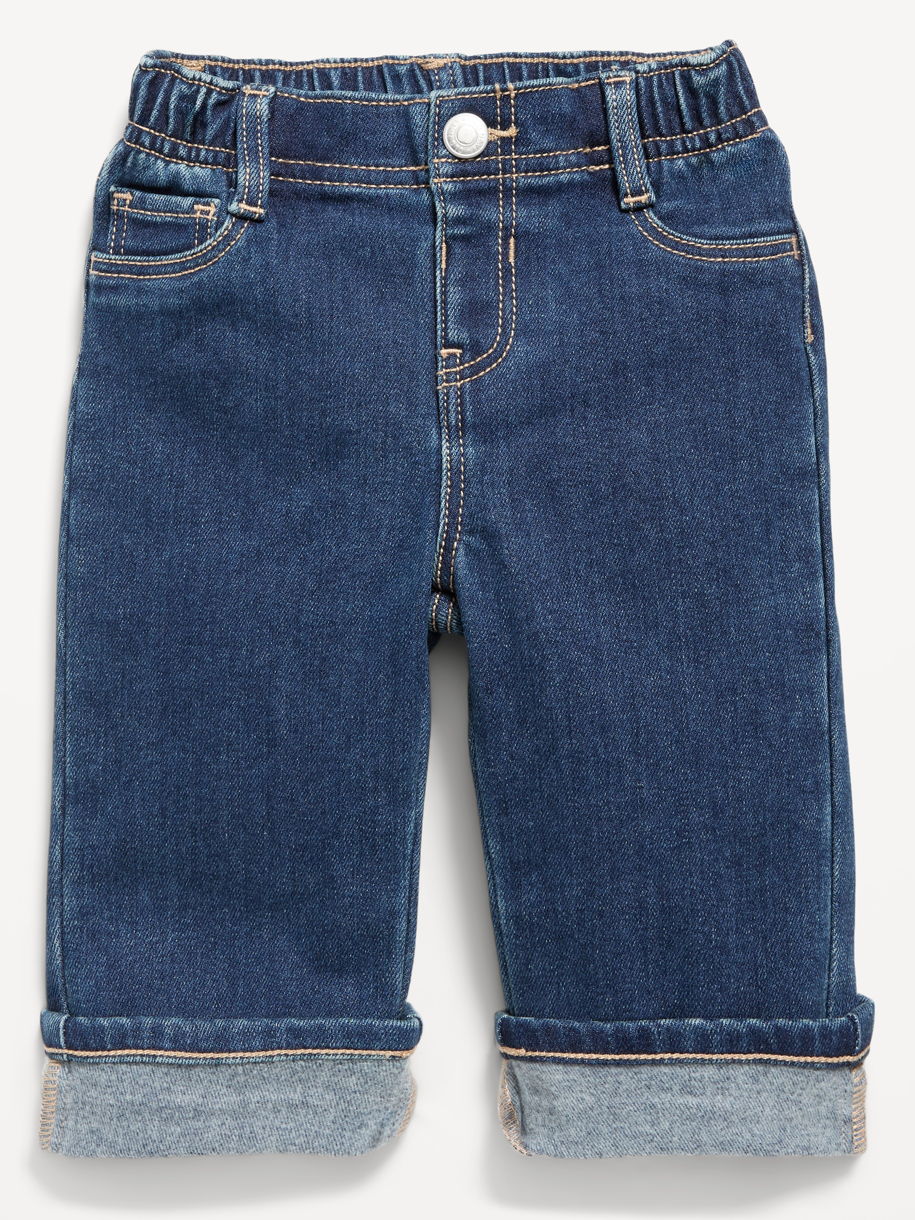 Baggy Brushed Jeans for Baby - Dark Wash - 1