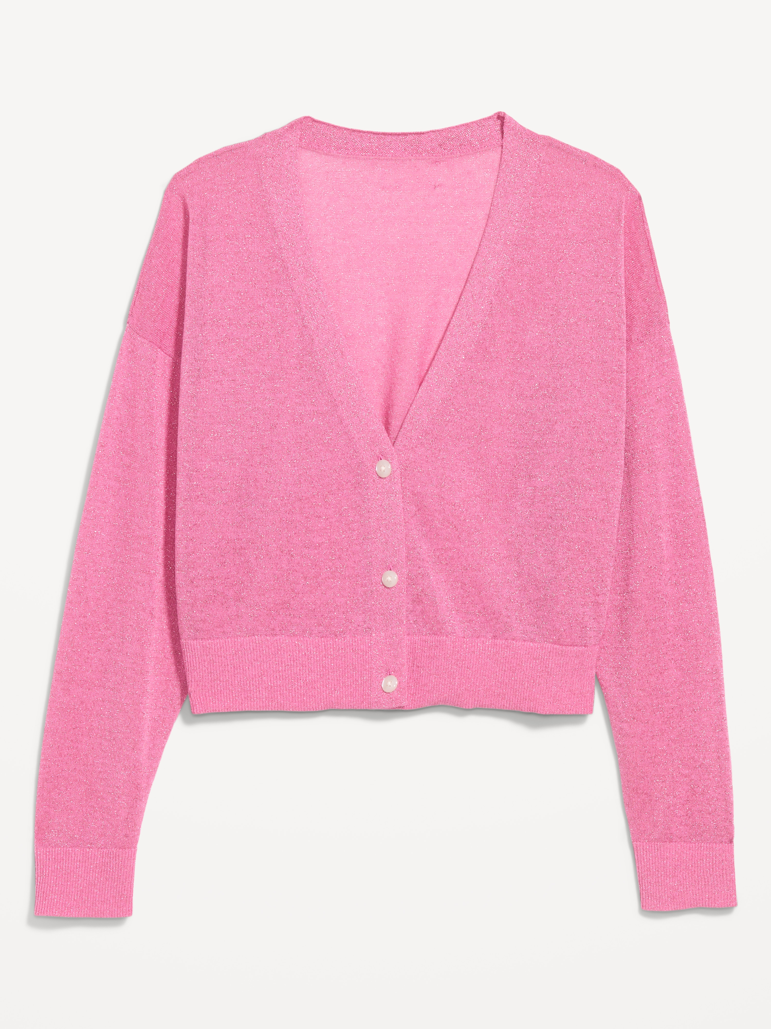 Shine V-Neck Cropped Cardigan - Crystal Palace Pink - 1