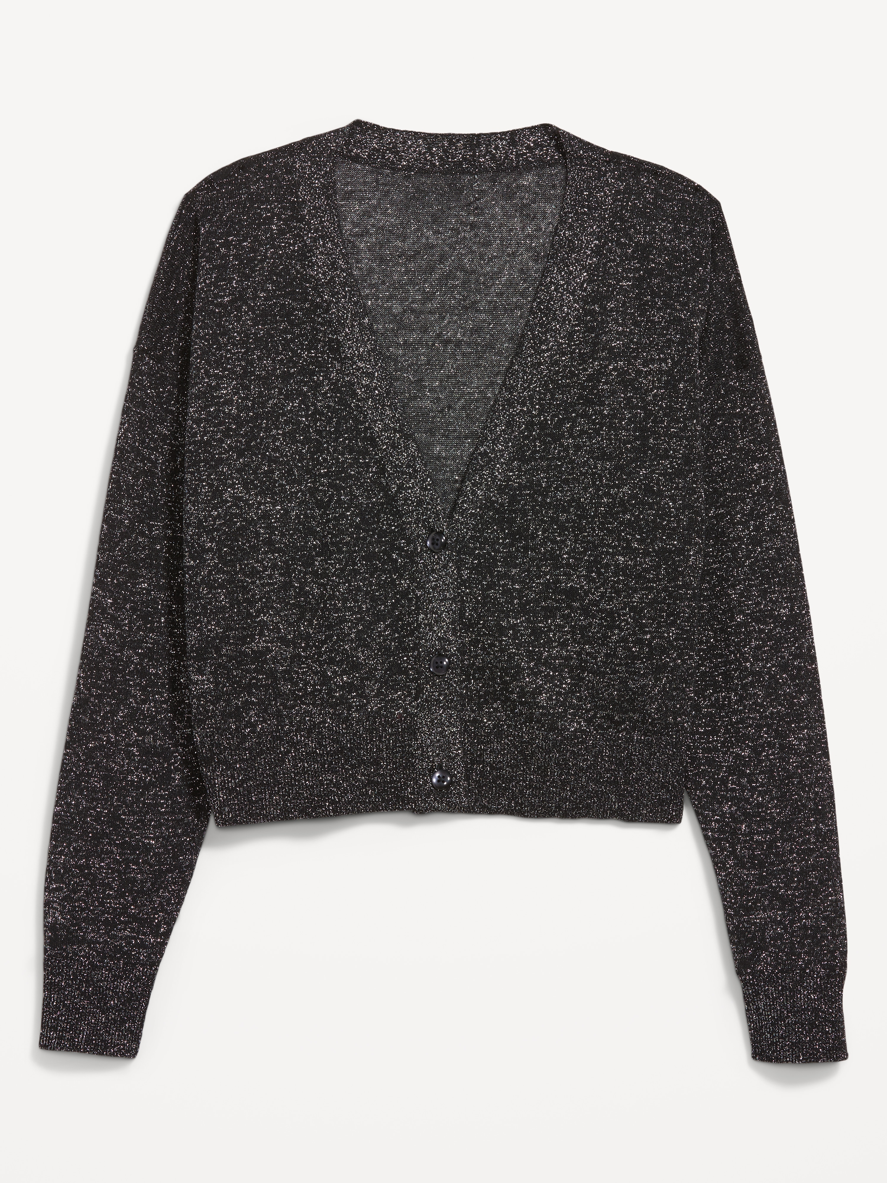 Shine V-Neck Cropped Cardigan - Black Jack - 4