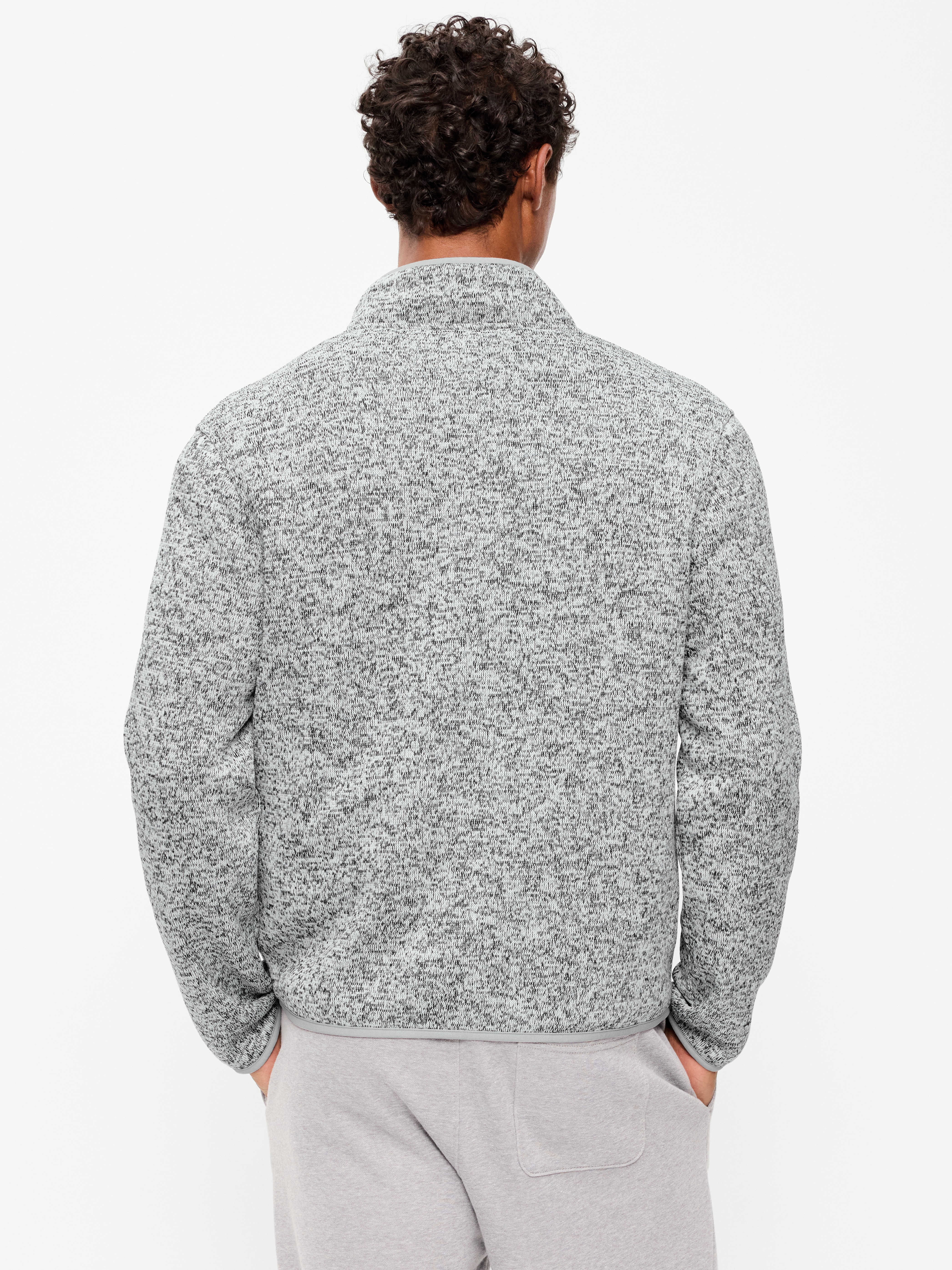 Sweater Fleece Sherpa-Lined Full-Zip Jacket - Gray Marl - 2