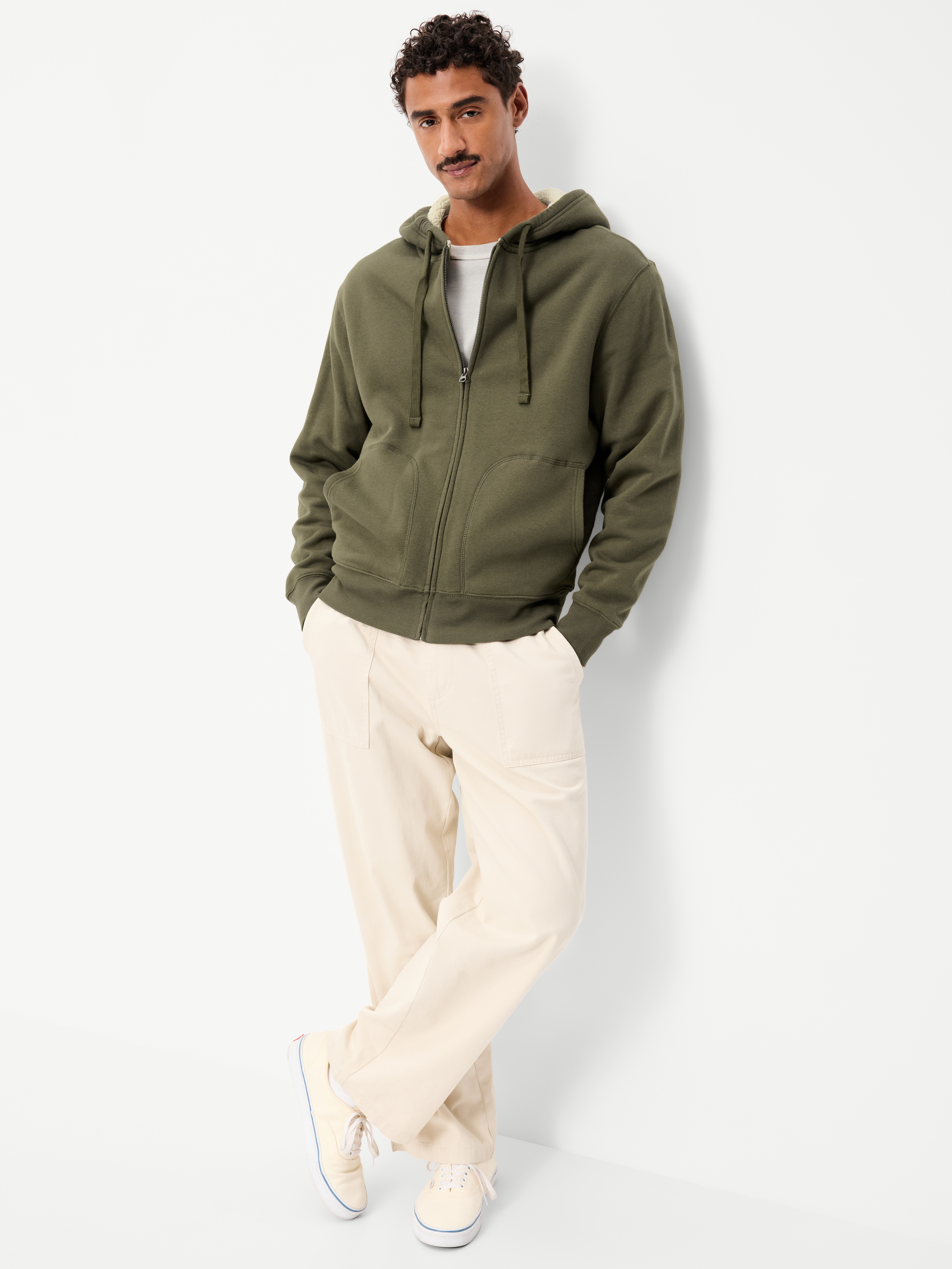 Sherpa-Lined Full-Zip Hoodie - Heritage Green - 3