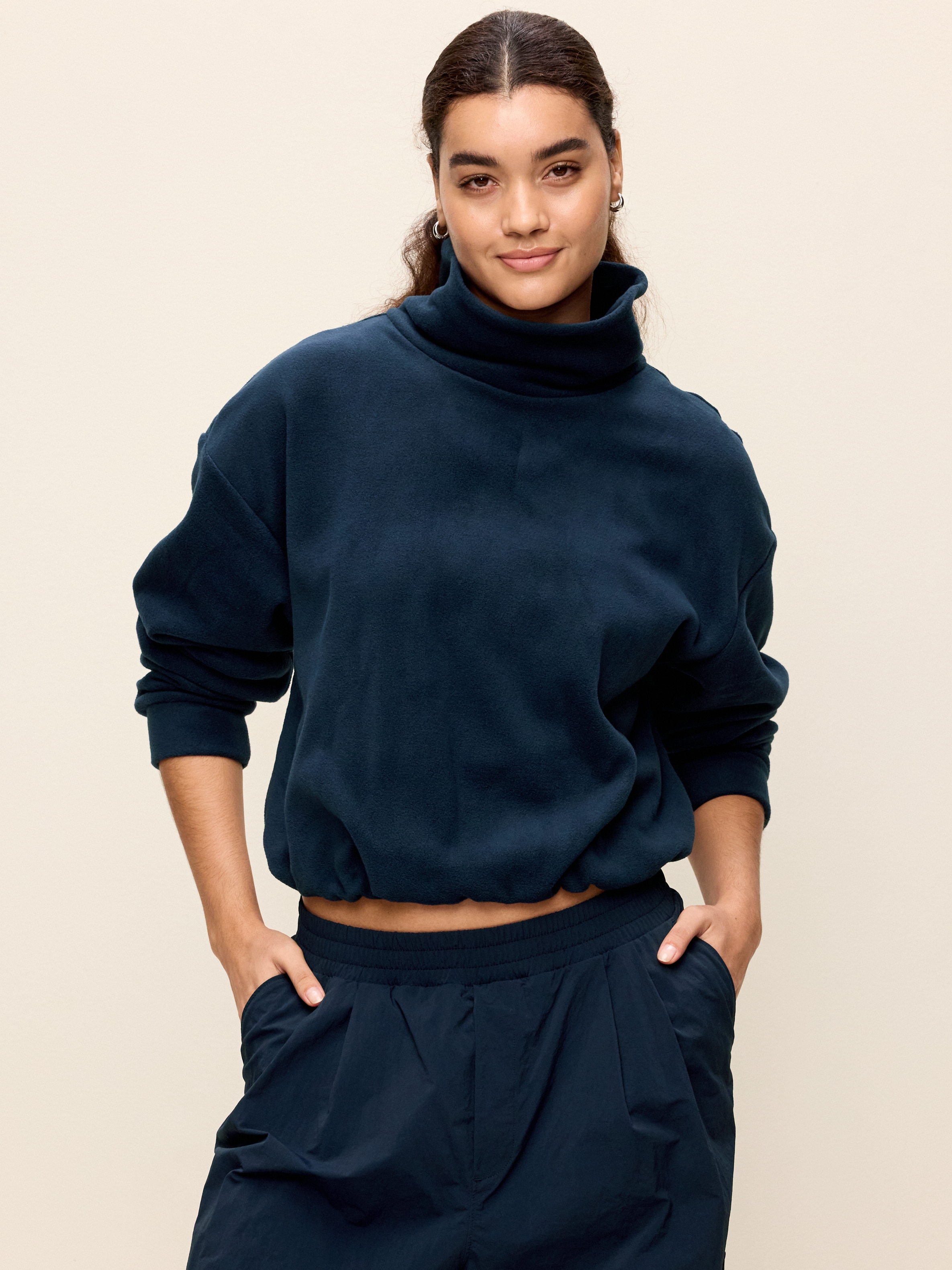 Performance Fleece Funnel Neck Pullover - In the Navy - 5