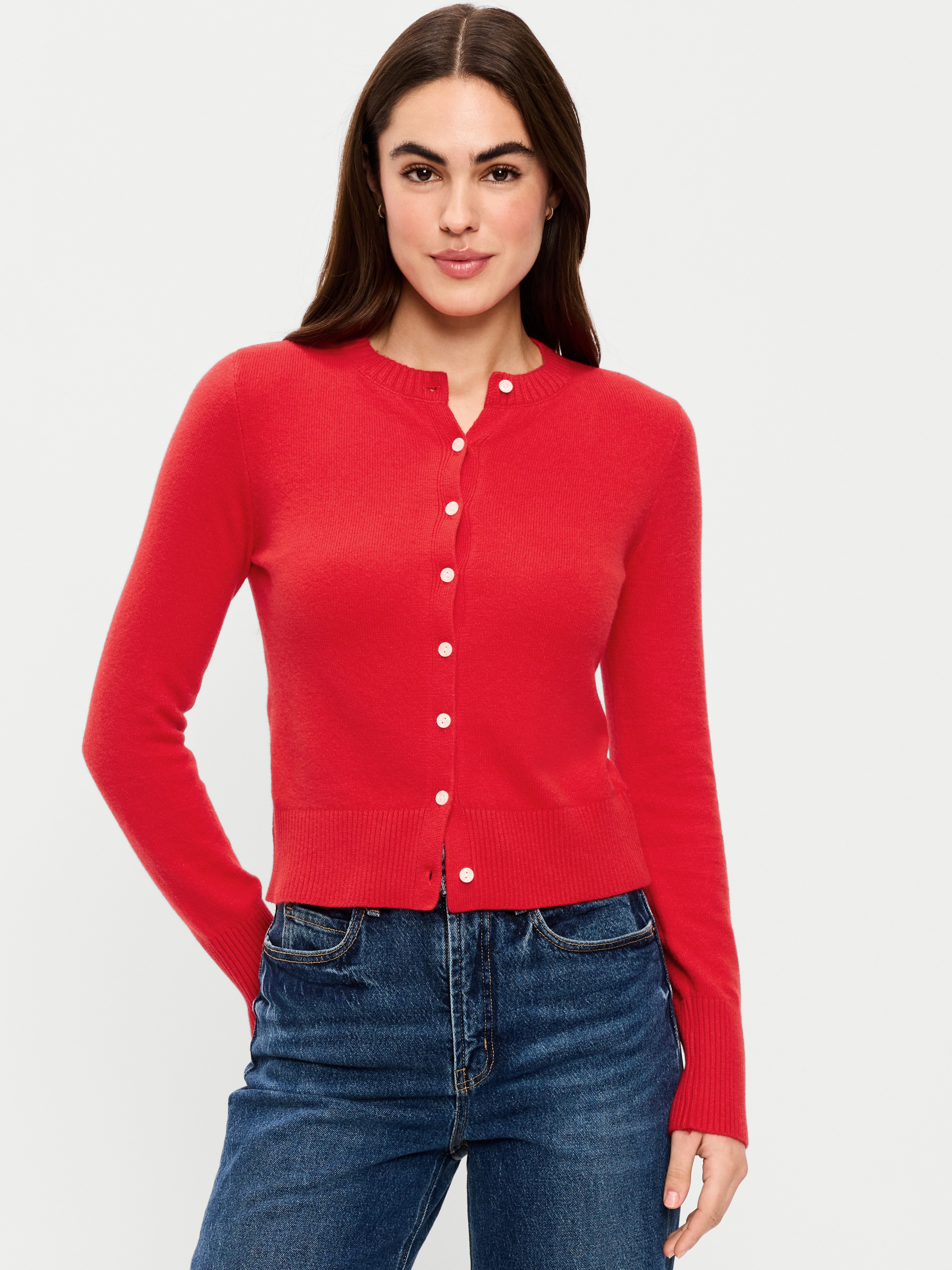 SoSoft Cropped Crew-Neck Cardigan - Scotty Red - 1
