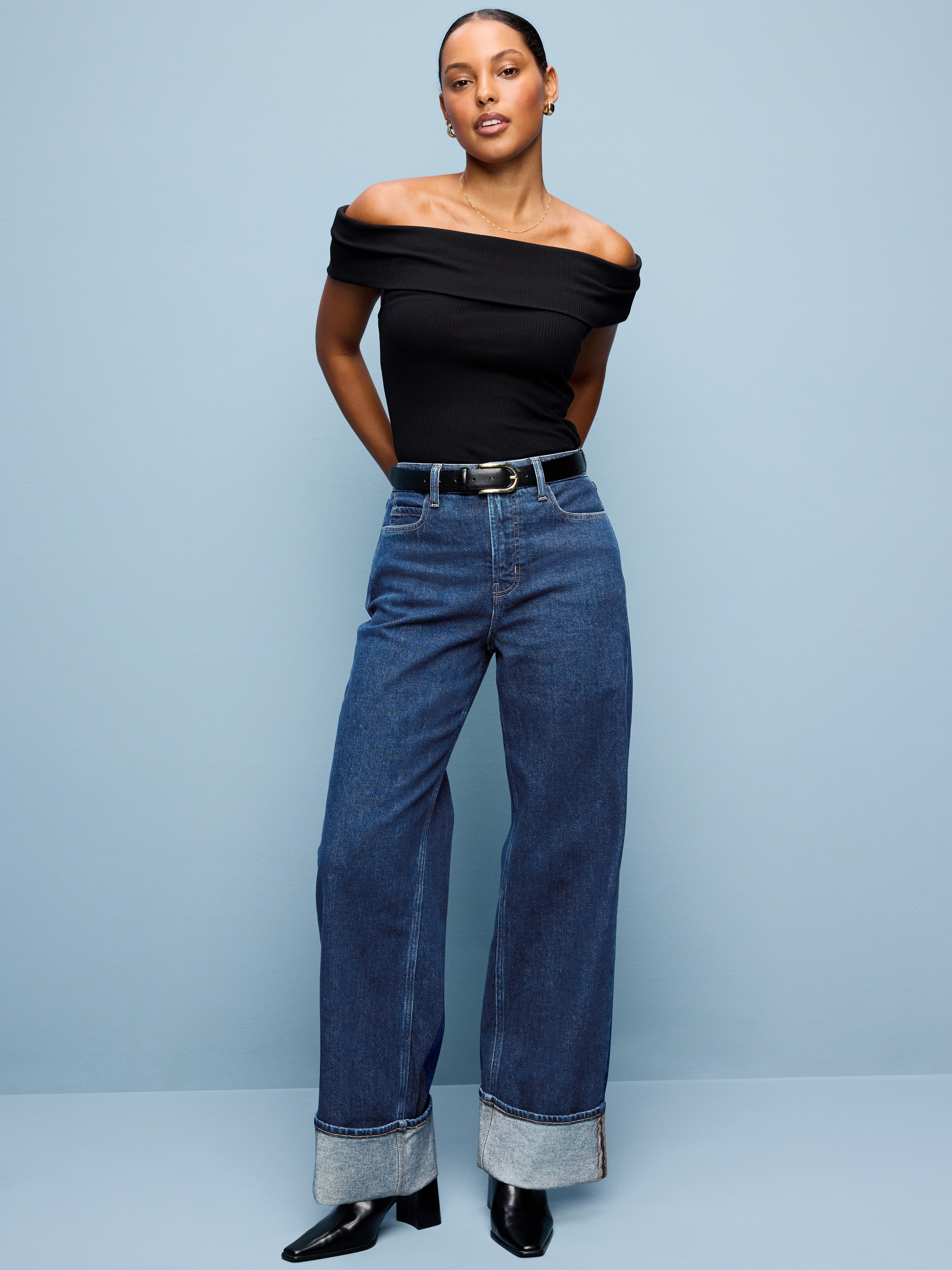 Curvy Extra High-Waisted Wide-Leg Jeans - Dawn Cuff - 1