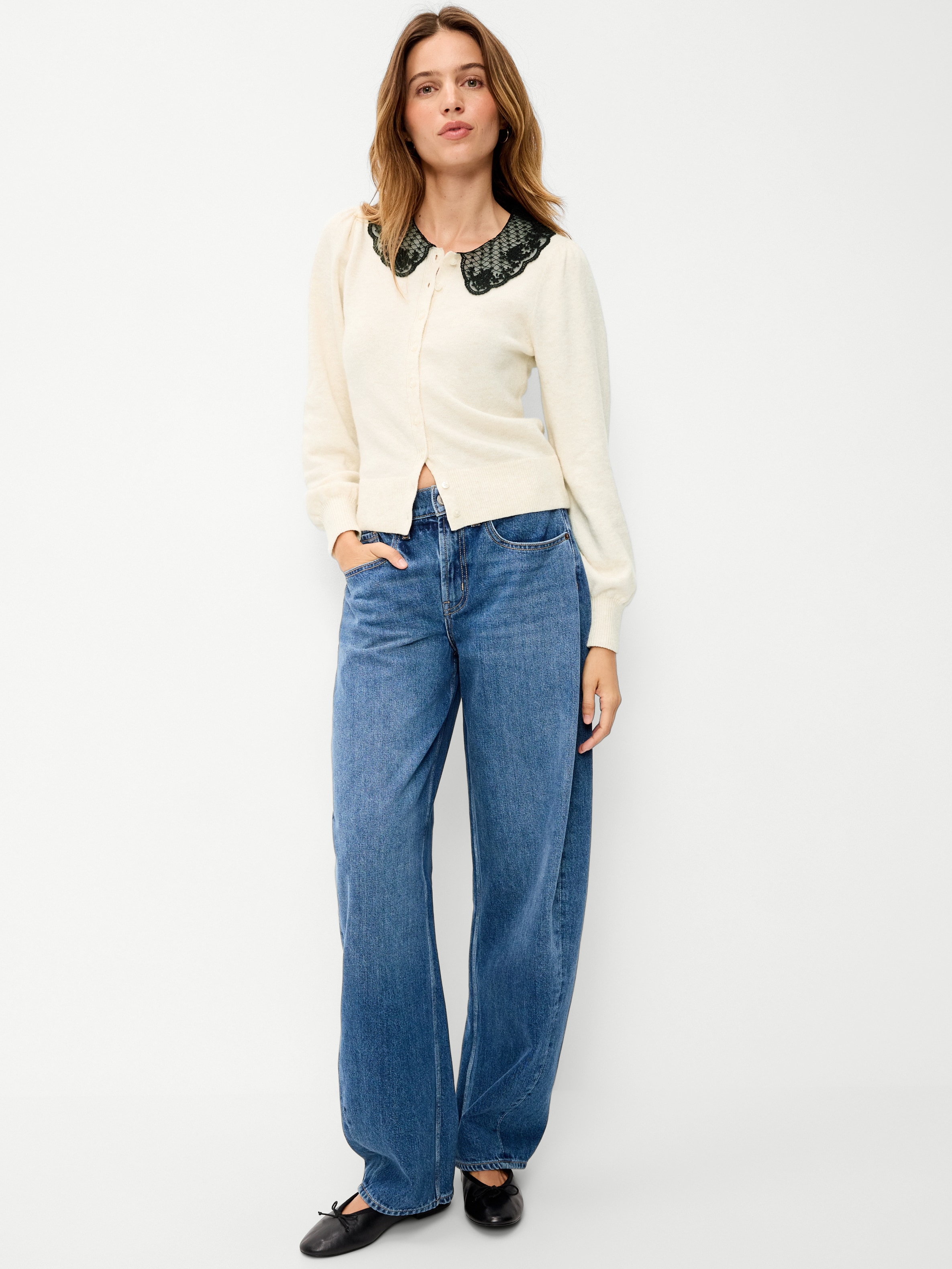 SoSoft Lace-Collar Cardigan - Creme De La Creme - 3