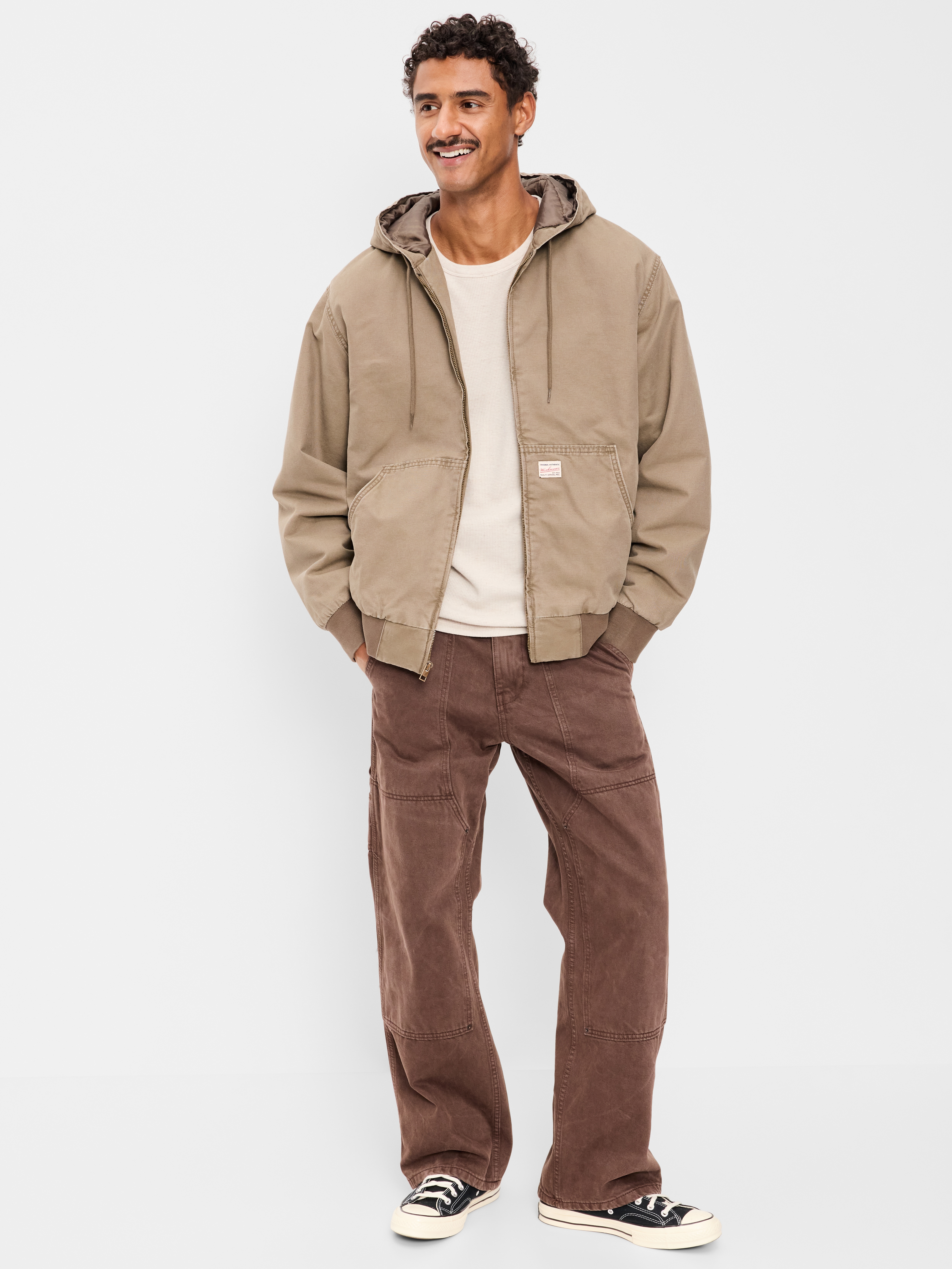 Oversized Zip Canvas Hoodie - Camo Slate - 3