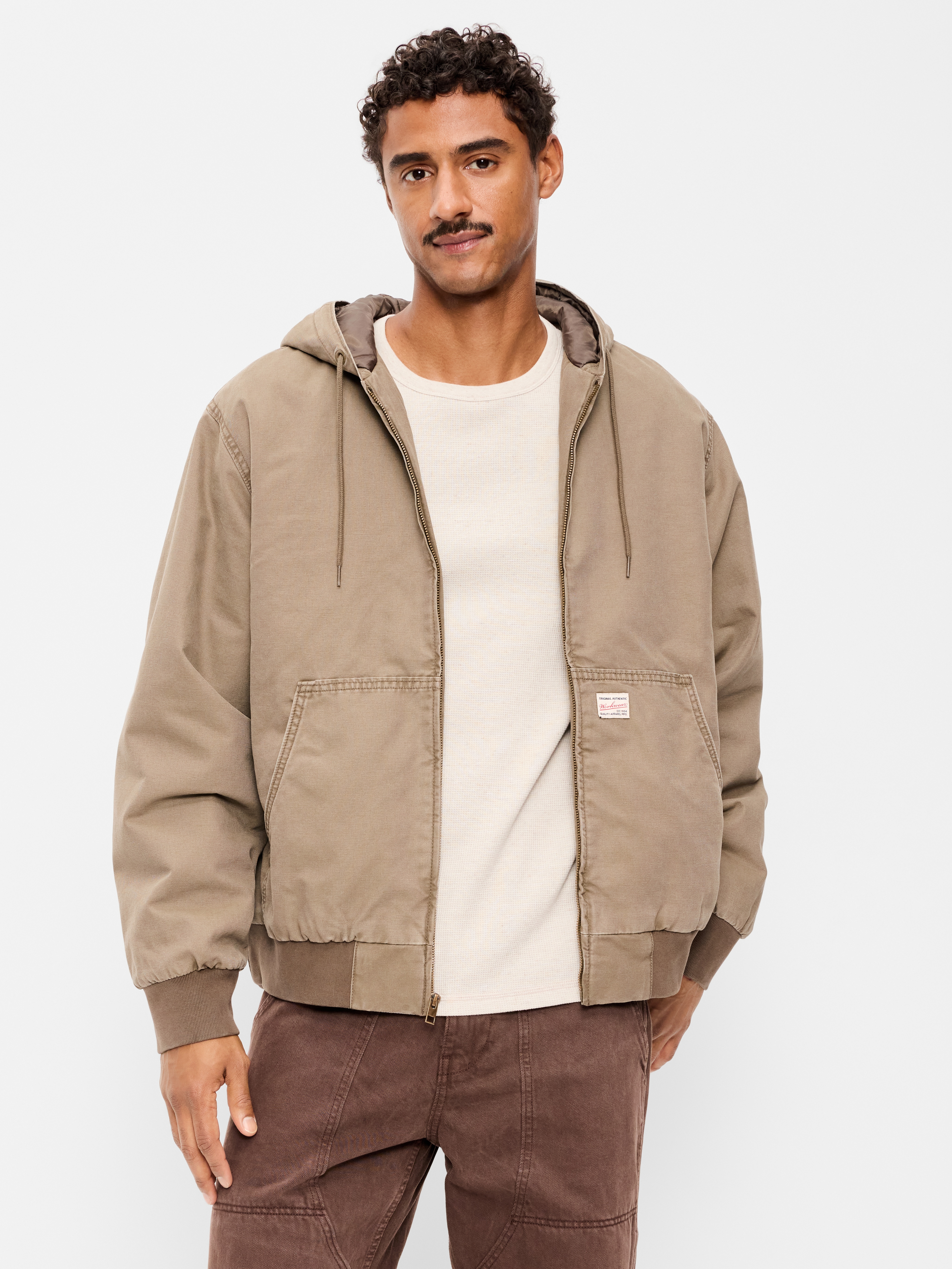 Oversized Zip Canvas Hoodie - Camo Slate - 1