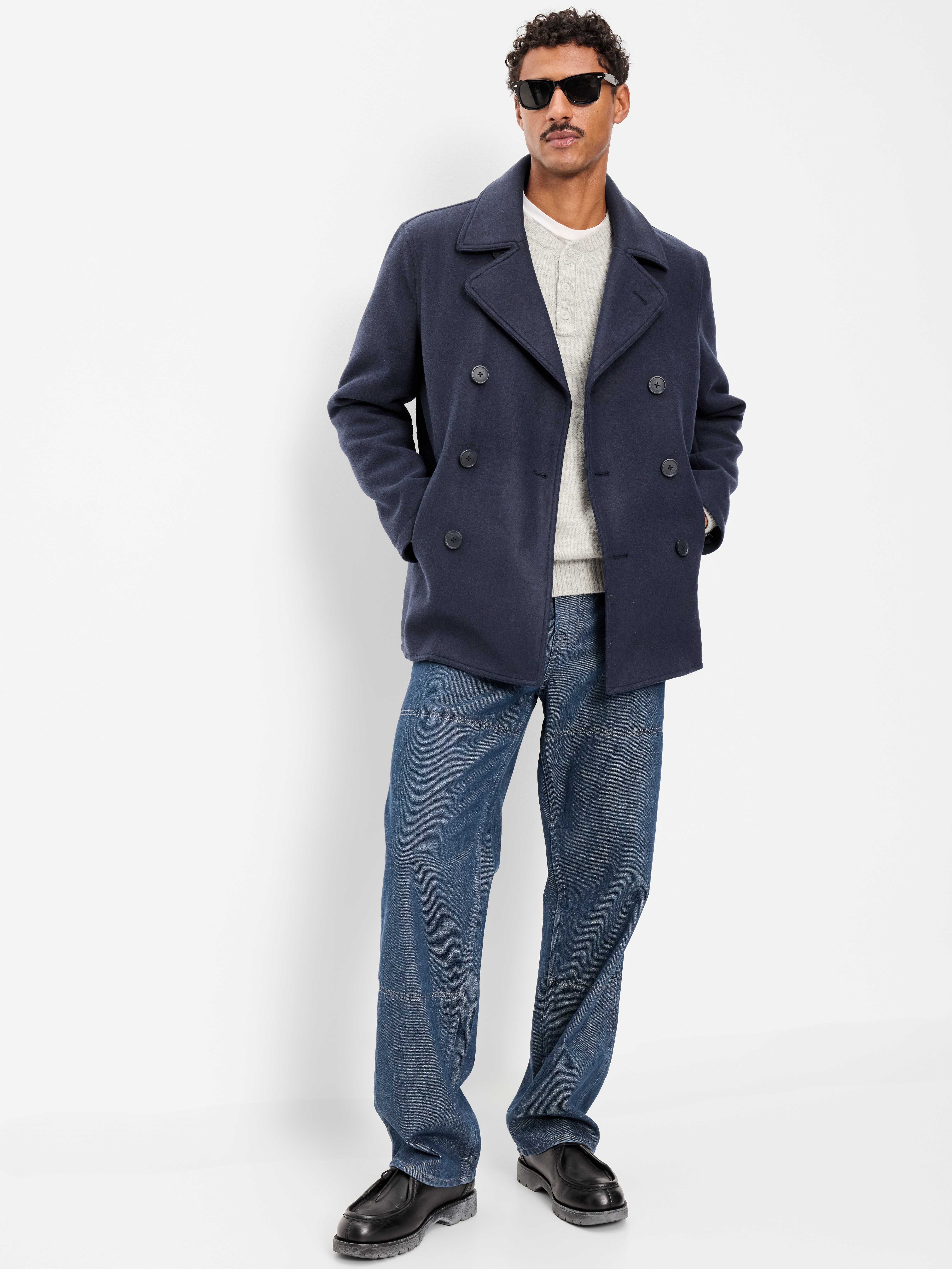 Double-Breasted Classic Peacoat - In the Navy - 3