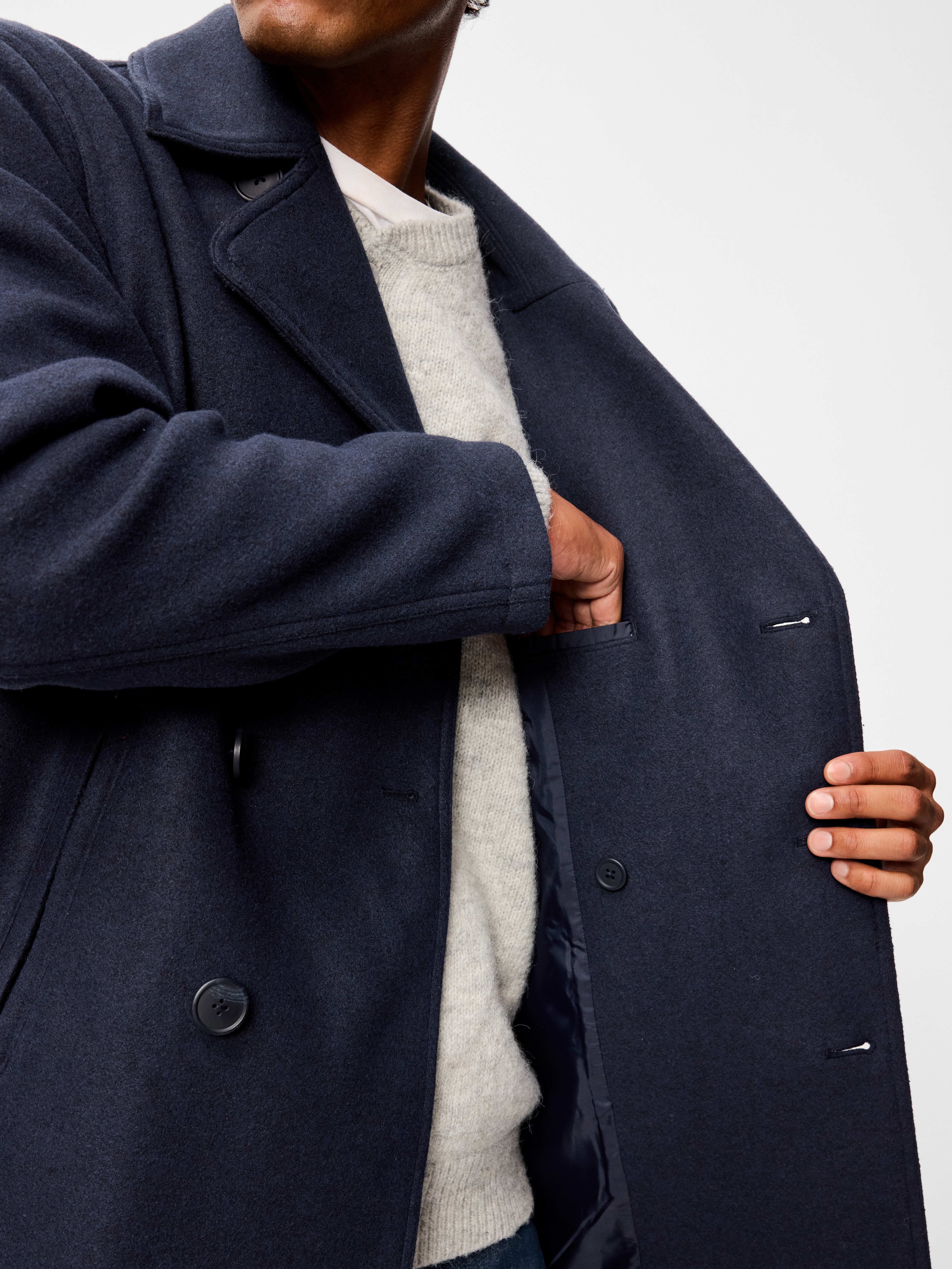 Double-Breasted Classic Peacoat - In the Navy - 5