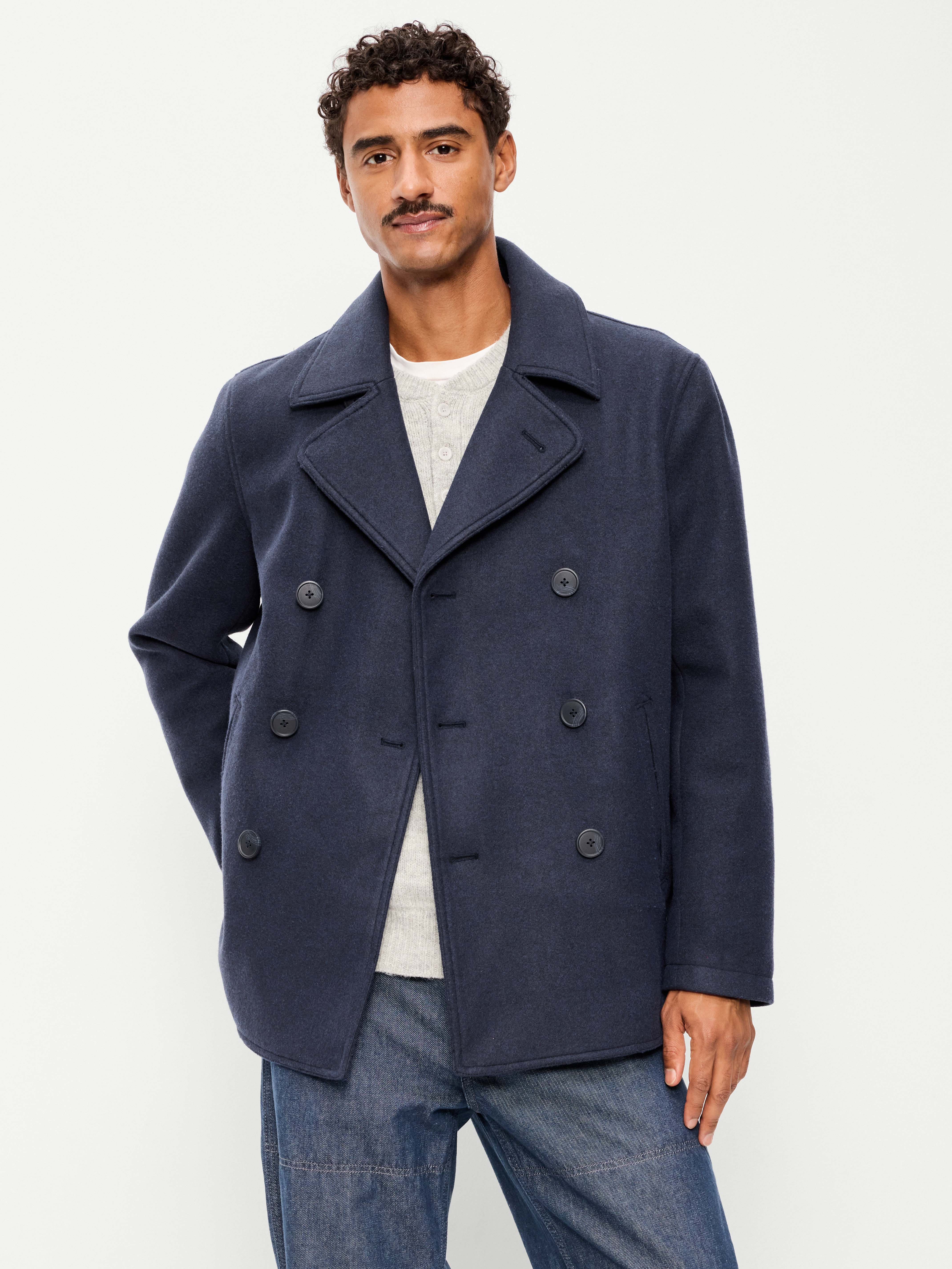 Double-Breasted Classic Peacoat - In the Navy - 1