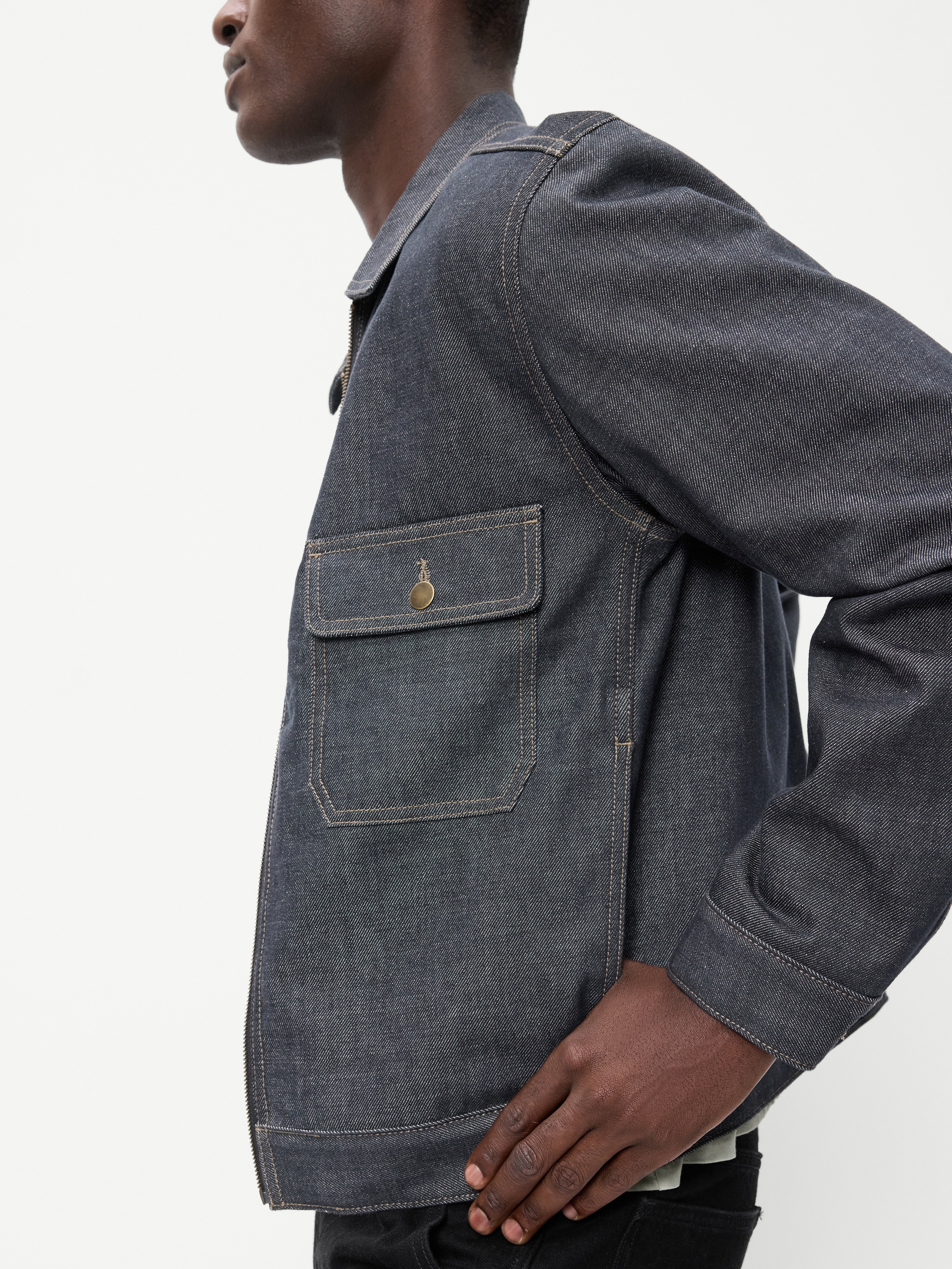 Raw Denim Utility Jacket - Black Rinse - 5