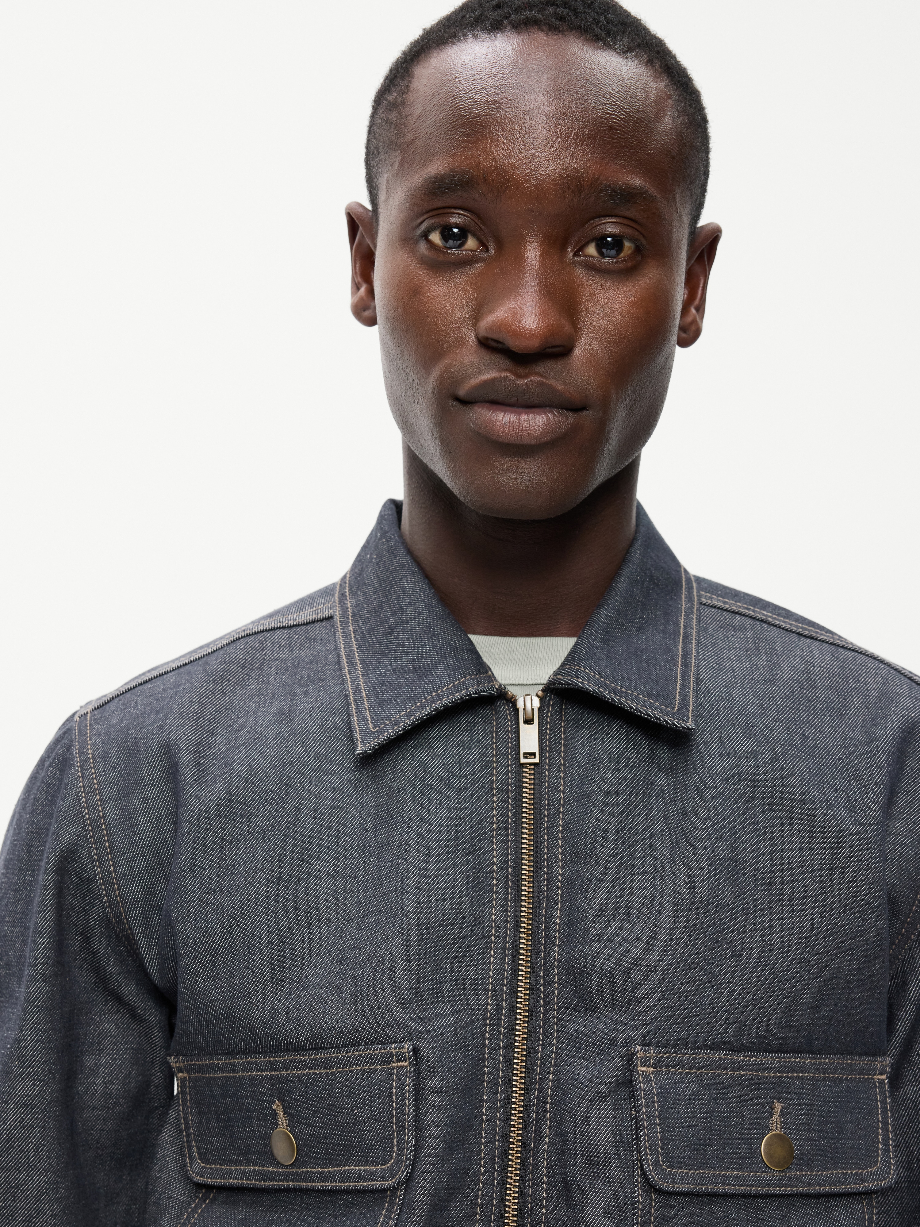 Raw Denim Utility Jacket - Black Rinse - 4