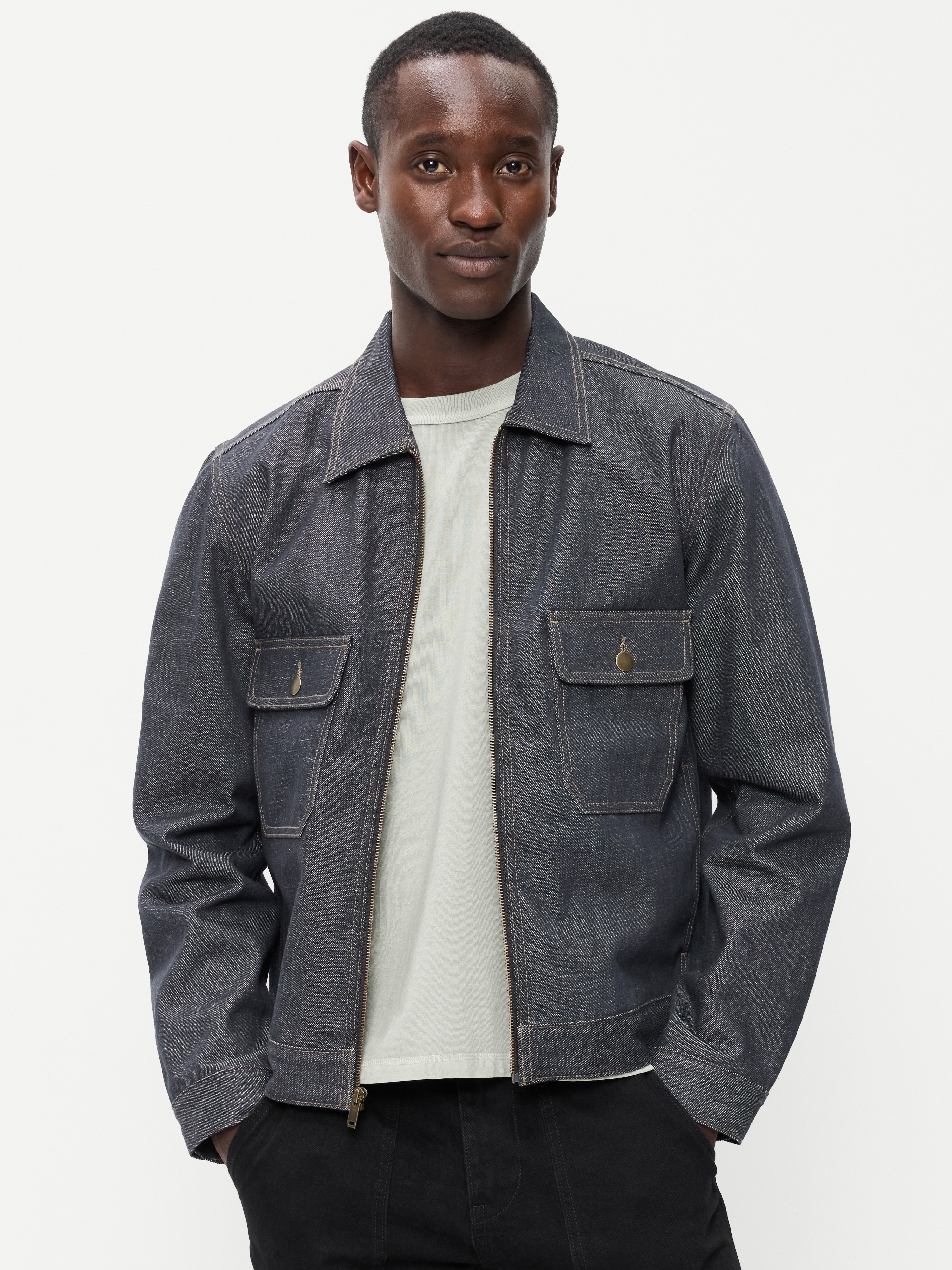 Raw Denim Utility Jacket - Black Rinse - 1