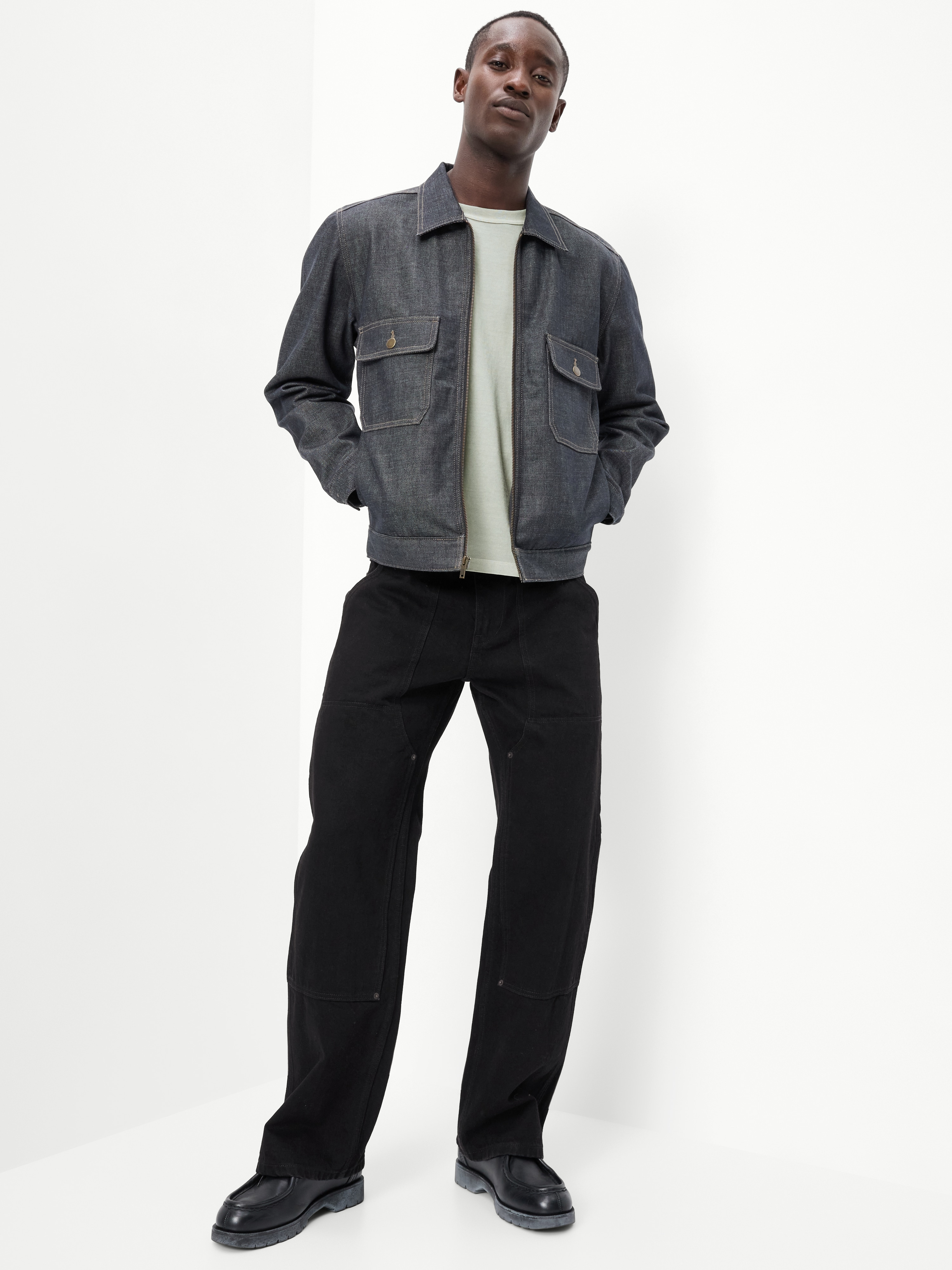 Raw Denim Utility Jacket - Black Rinse - 3