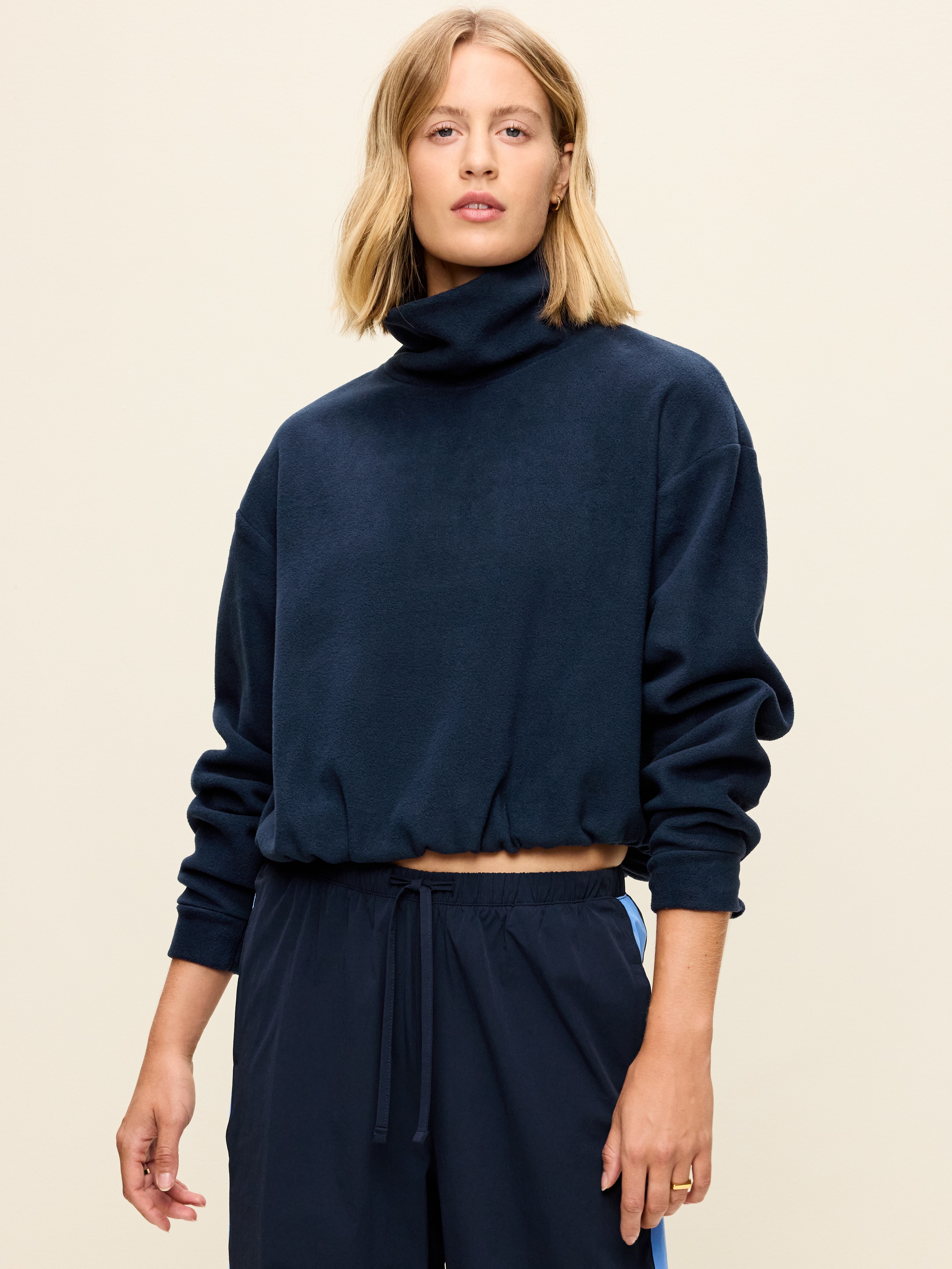 Performance Fleece Funnel Neck Pullover - In the Navy - 1