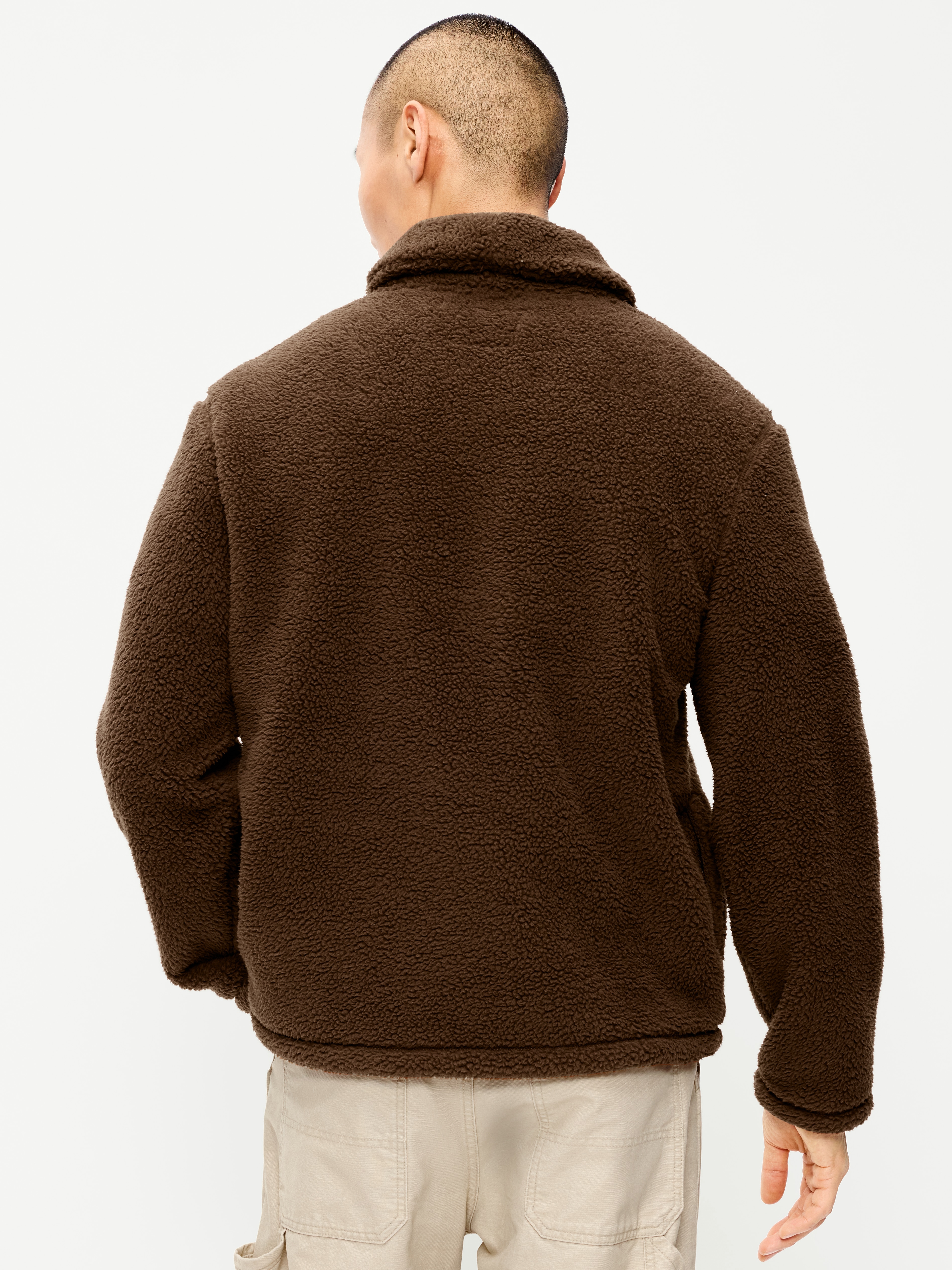 Shawl-Collar Sherpa Pullover - Dark Walnut - 2