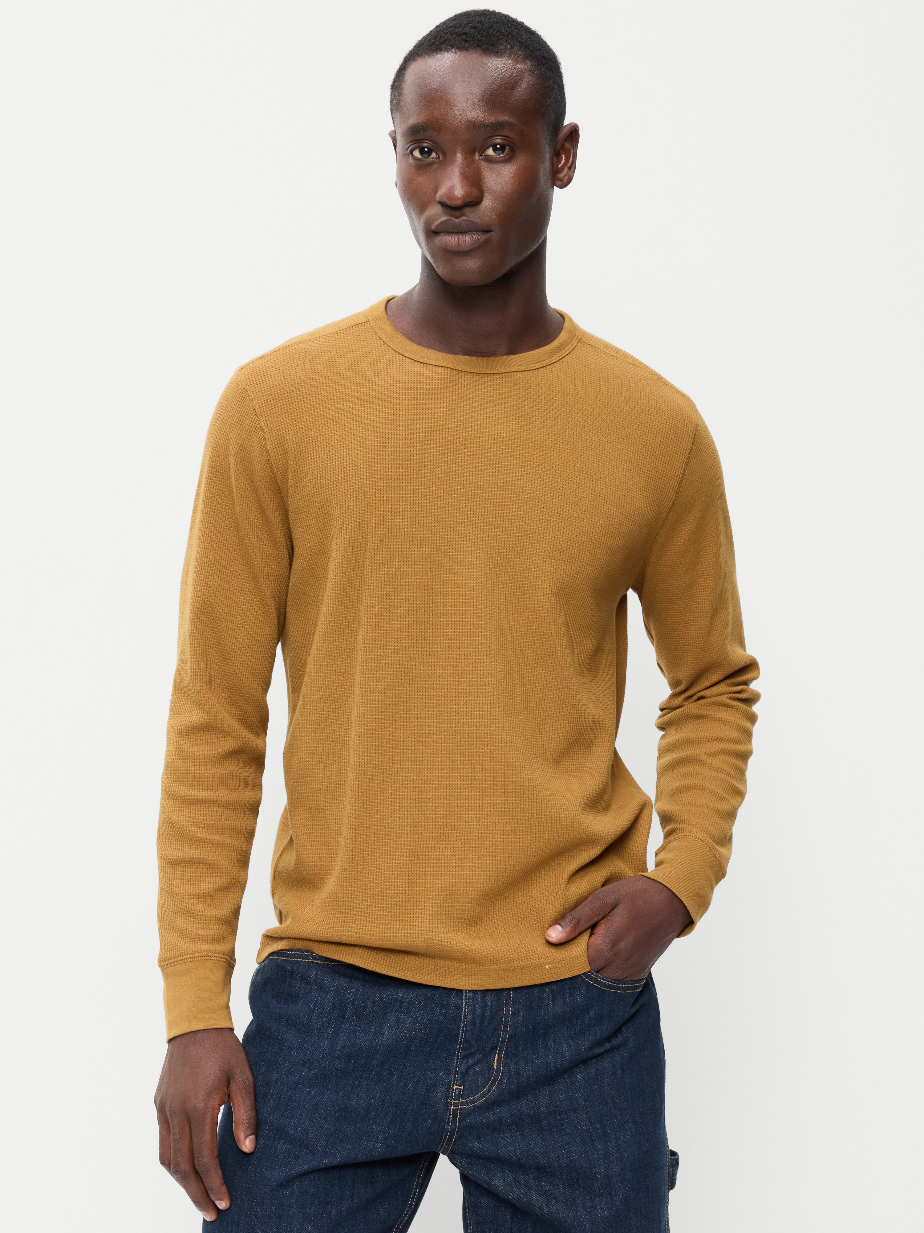 Crew-Neck Waffle T-Shirt - Bourbon - 1
