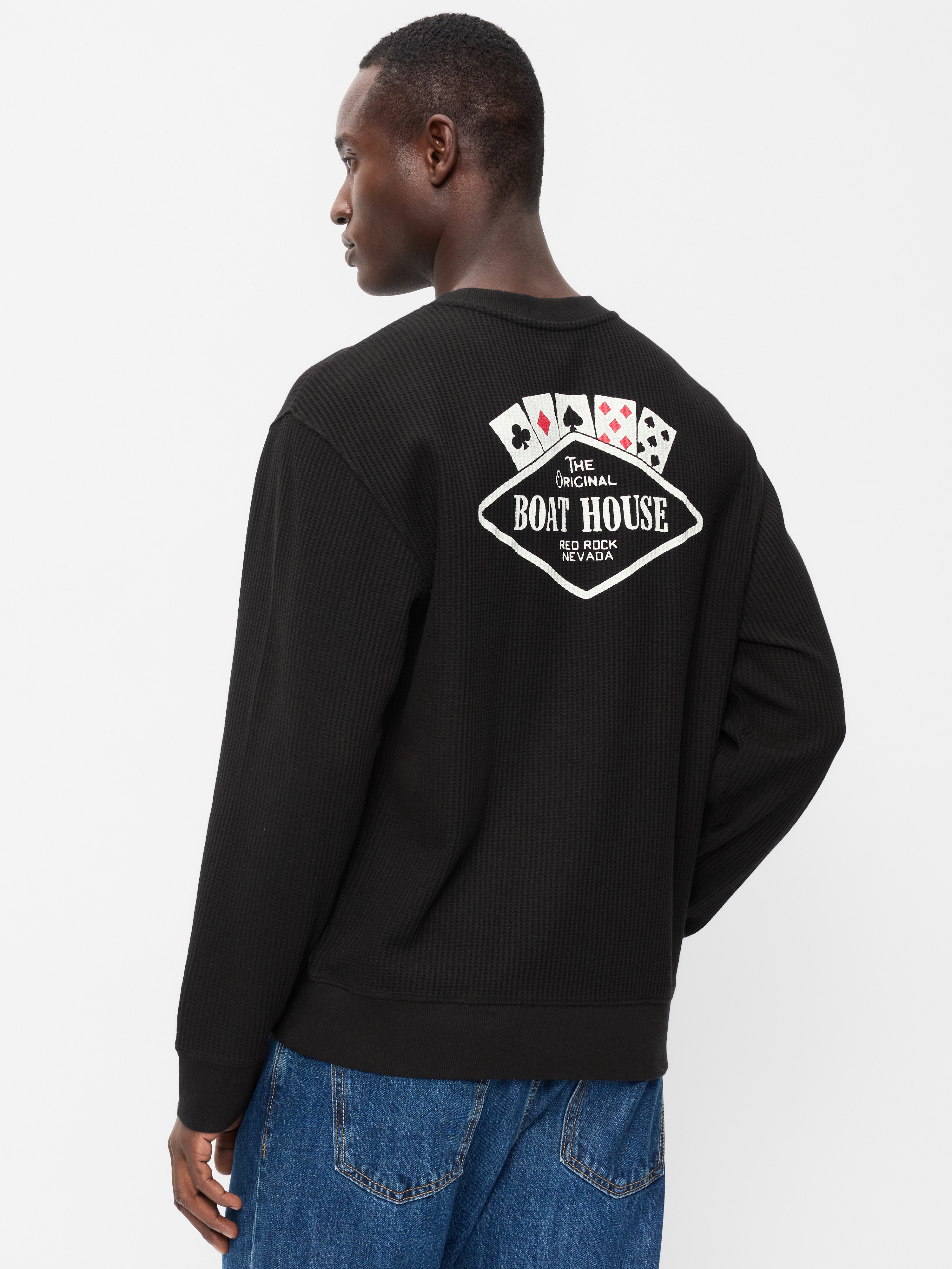 Crew-Neck Waffle Graphic T-Shirt - Black Jack - 2
