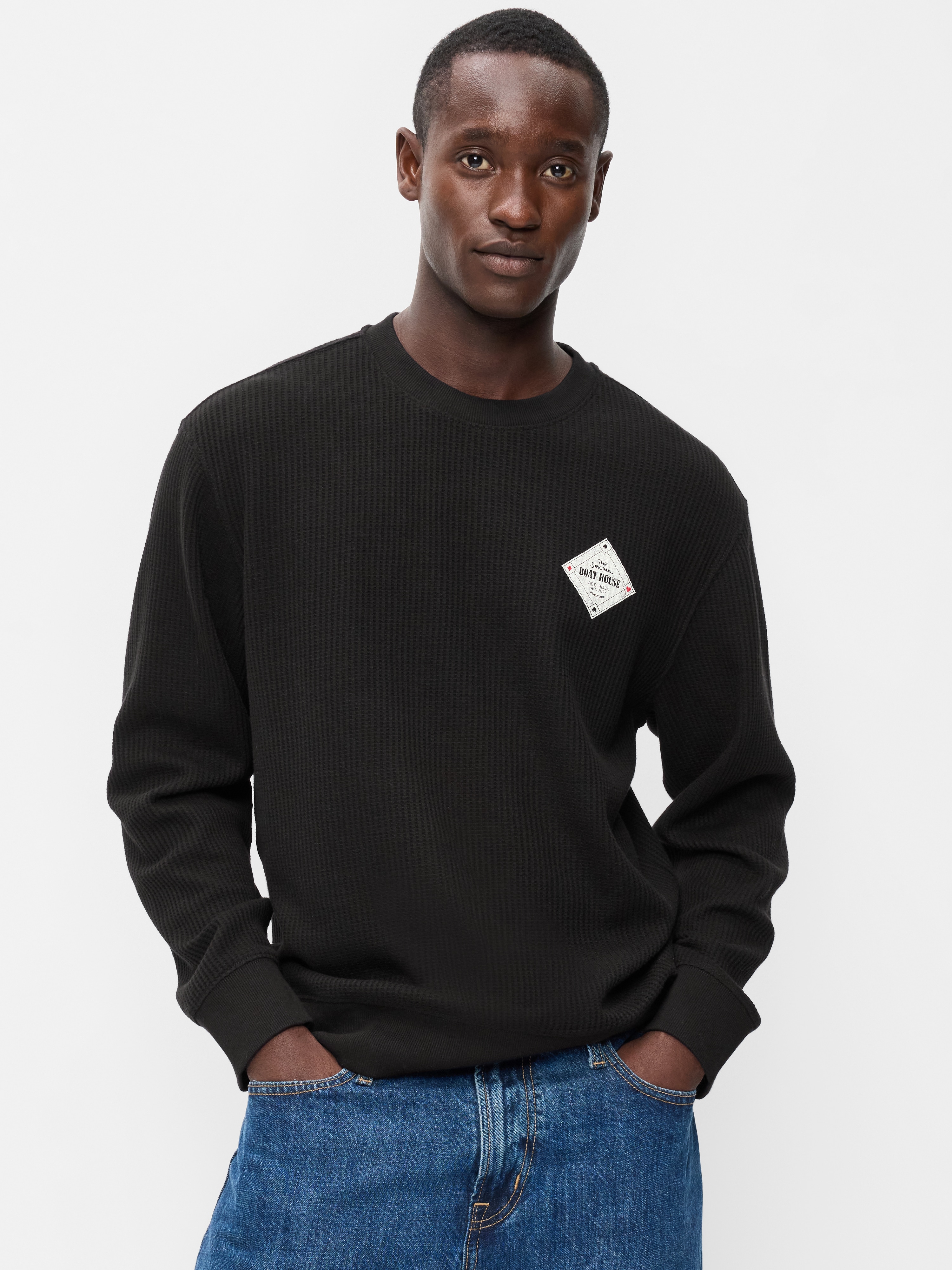 Crew-Neck Waffle Graphic T-Shirt - Black Jack - 1