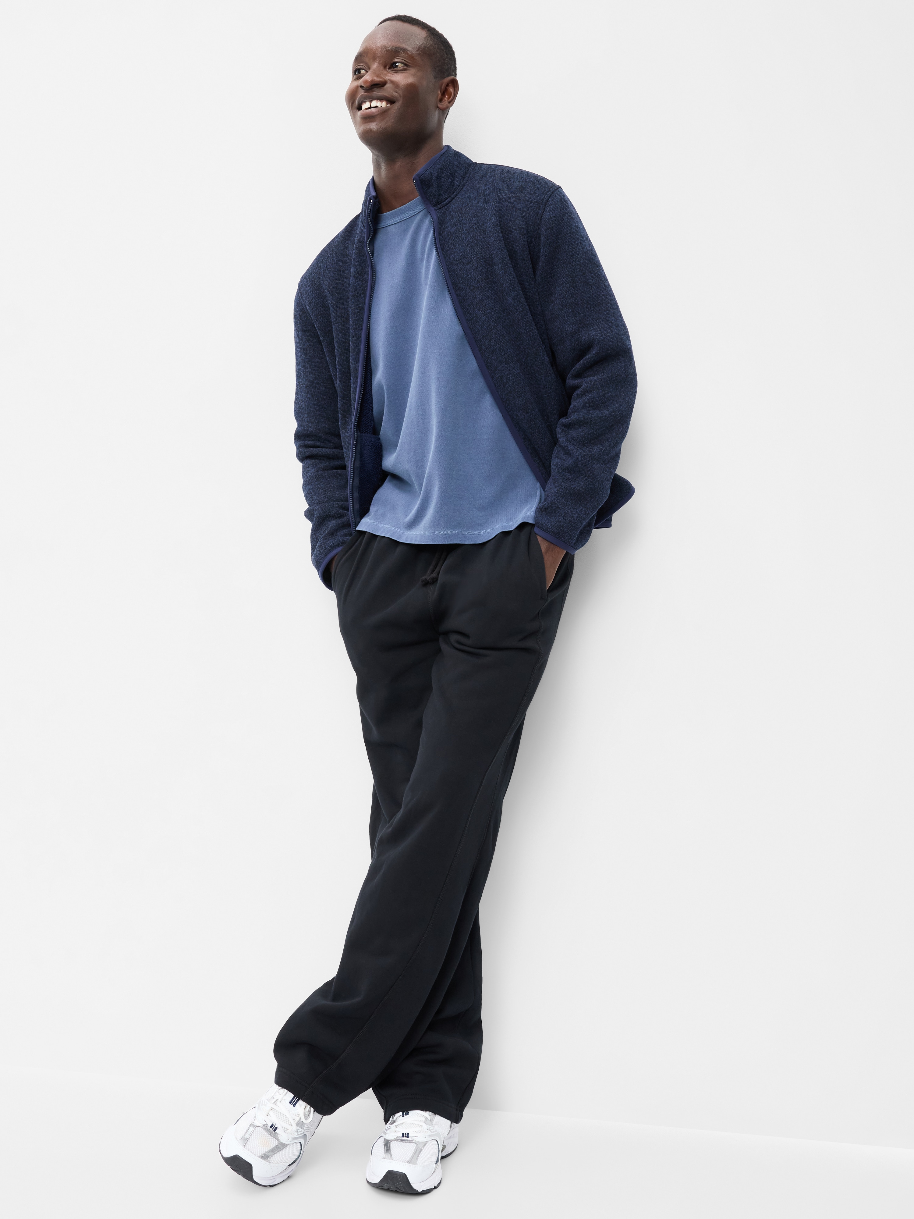 Sweater Fleece Sherpa-Lined Full-Zip Jacket - Dusk Navy - 3