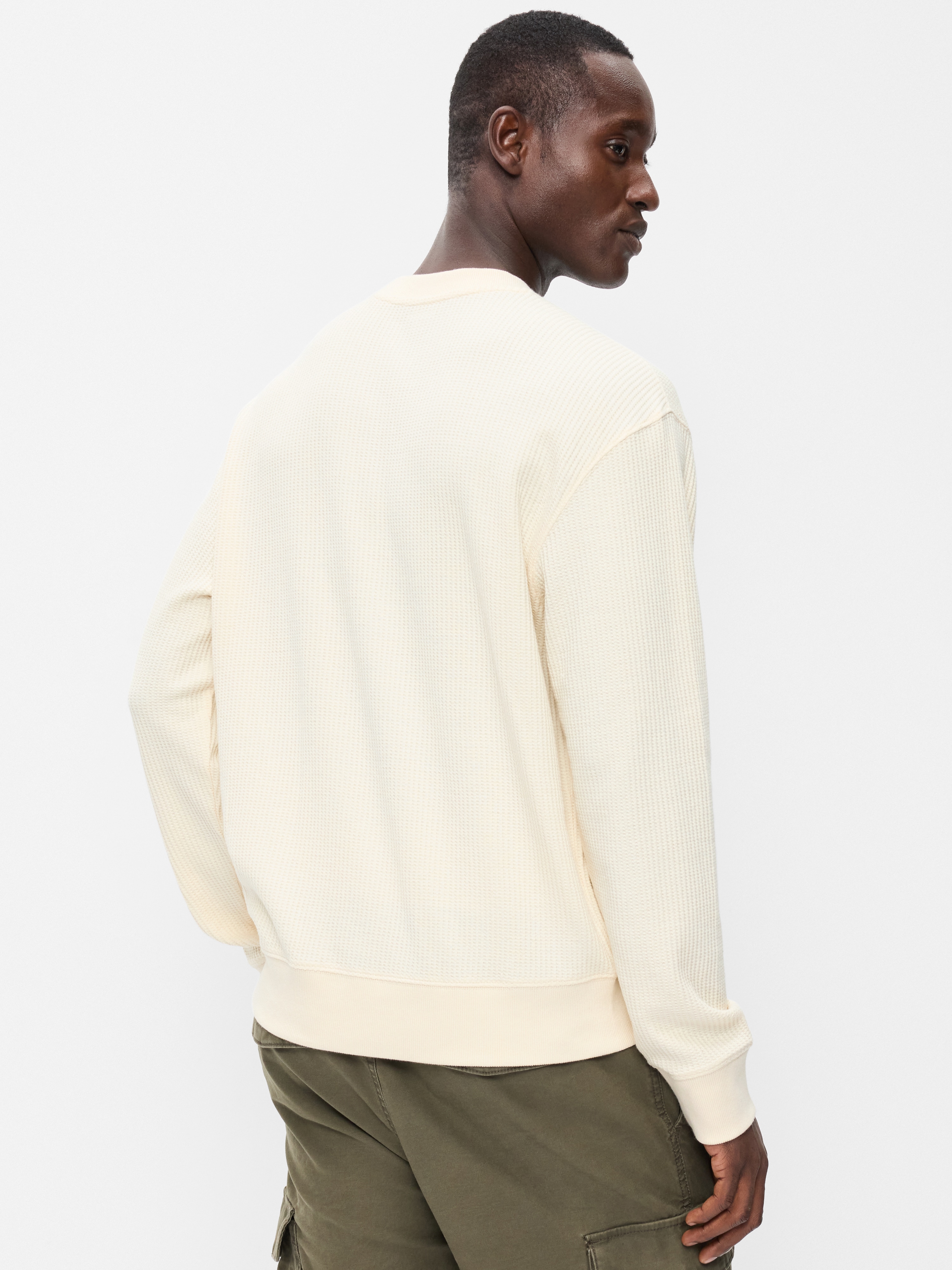 Crew-Neck Waffle Graphic T-Shirt - Howlite - 2