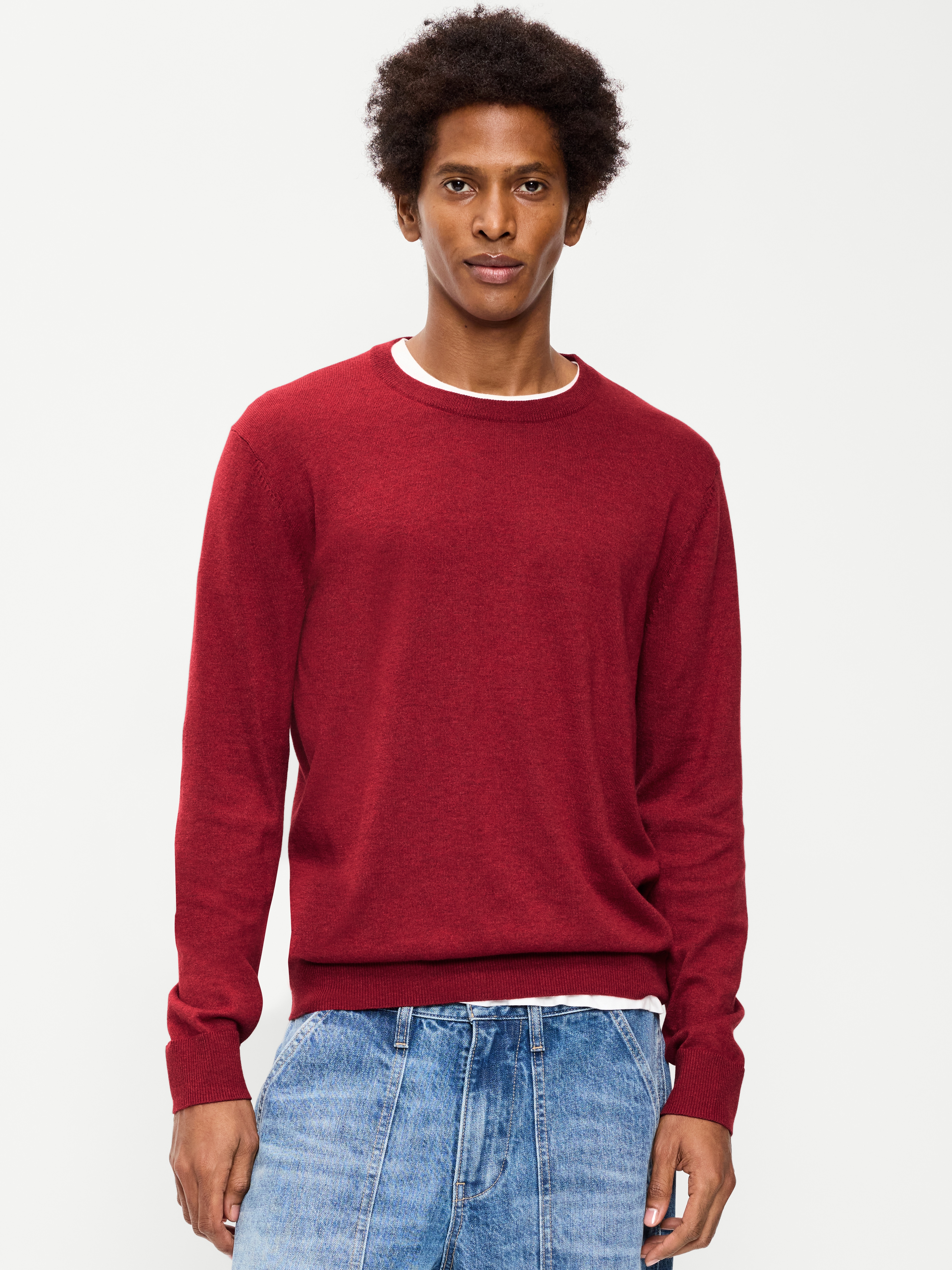 Essential Crew-Neck Sweater - Heather Red - 1